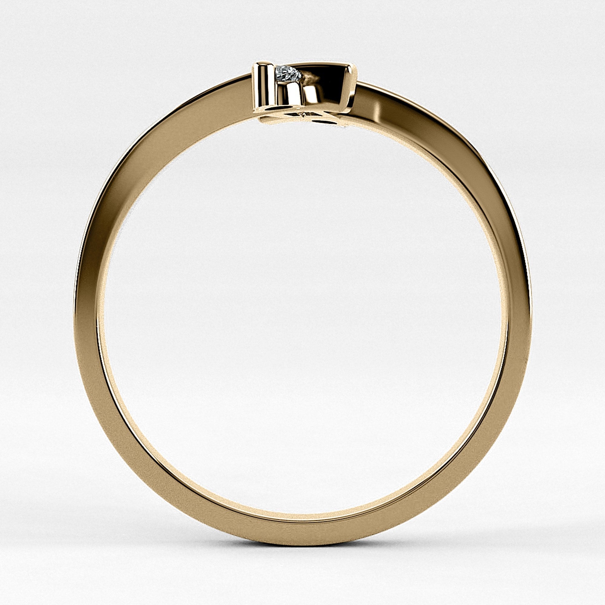 Promesa Eterno corte princesa en oro amarillo, vista de canto