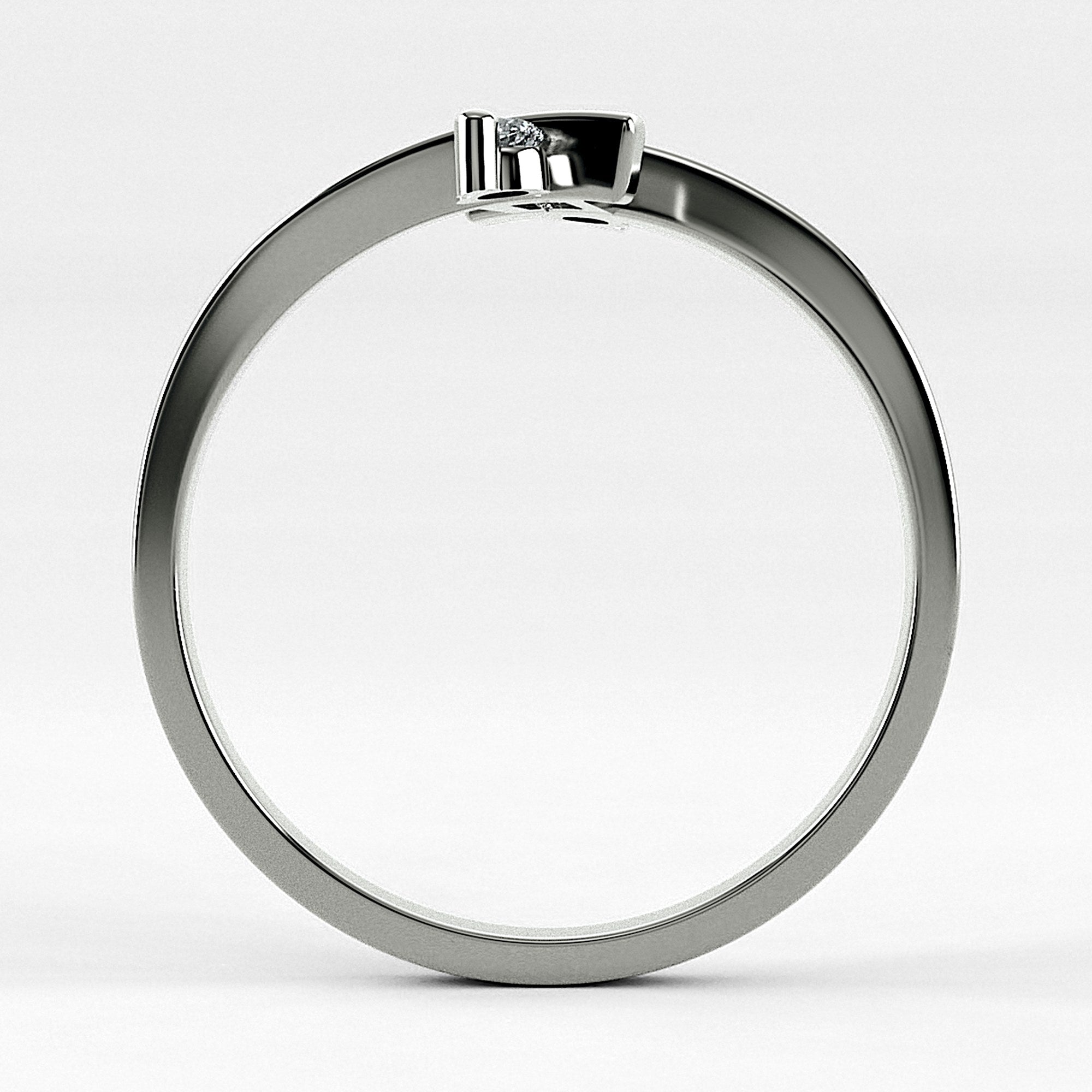 Promesa Eterno corte princesa en oro blanco, vista de canto