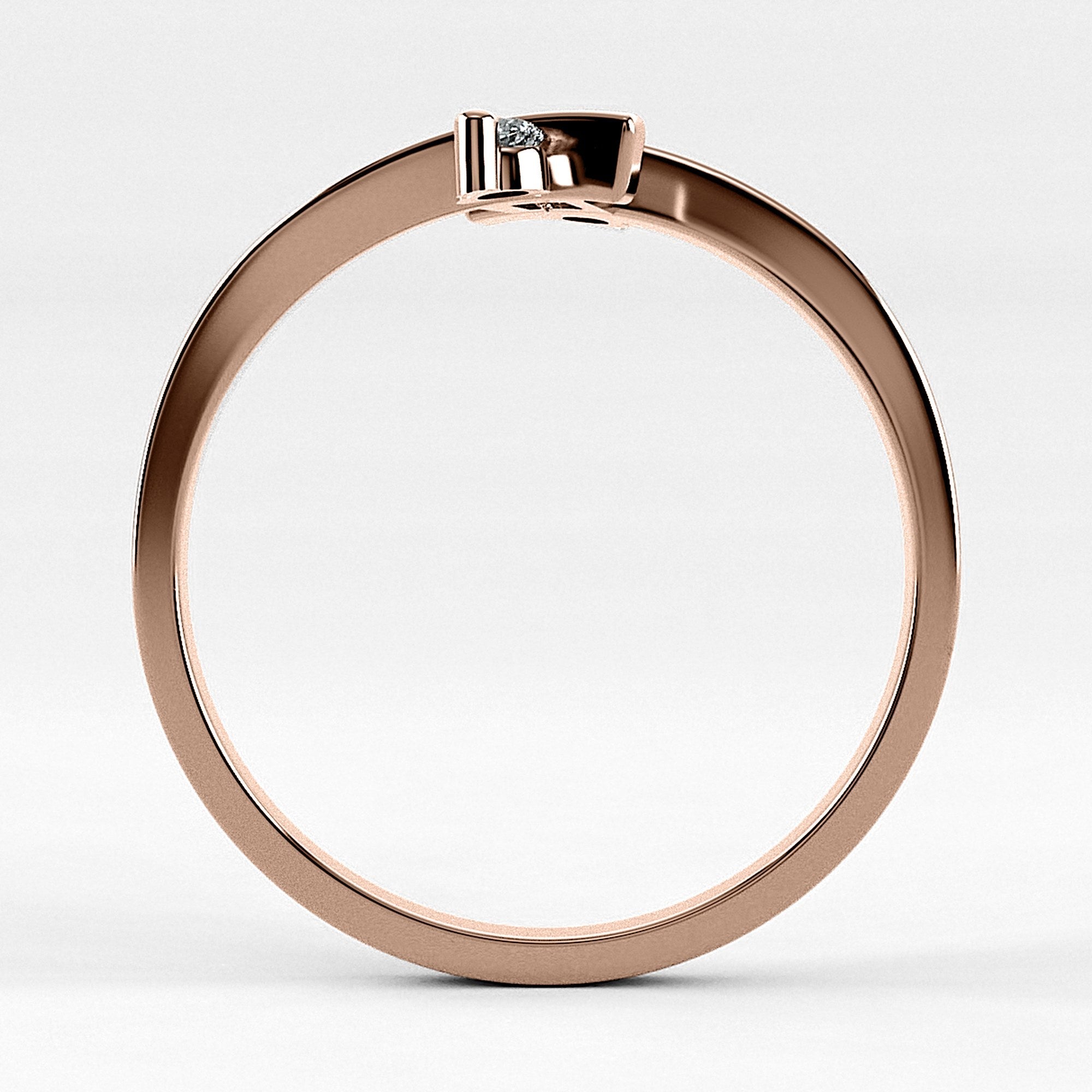 Promesa Eterno corte princesa en oro rosa, vista de canto