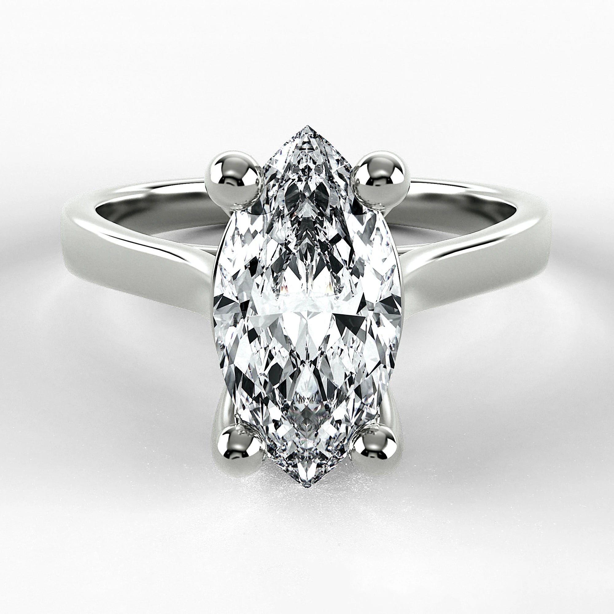 Anillo de Compromiso Origen - Marquesa en oro blanco - vista 1