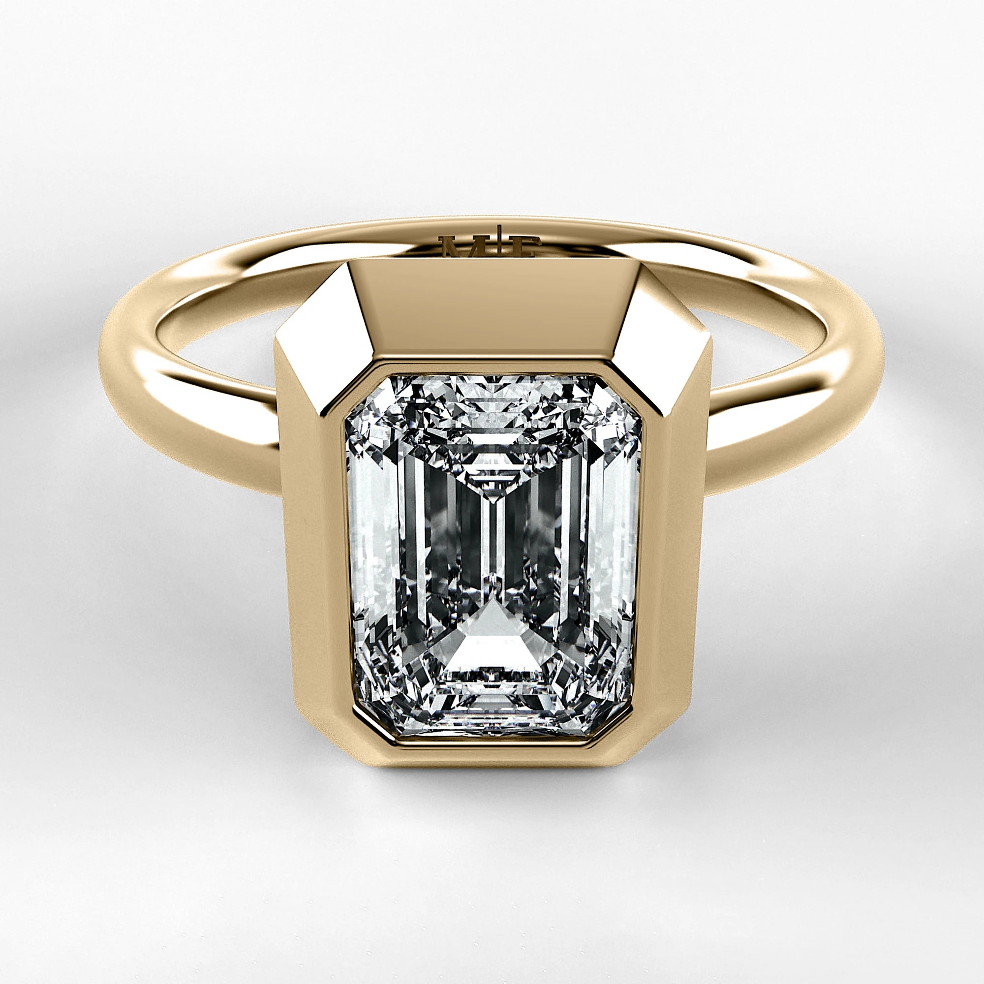 Anillo de Compromiso Núcleo - Esmeralda en oro amarillo - vista 1