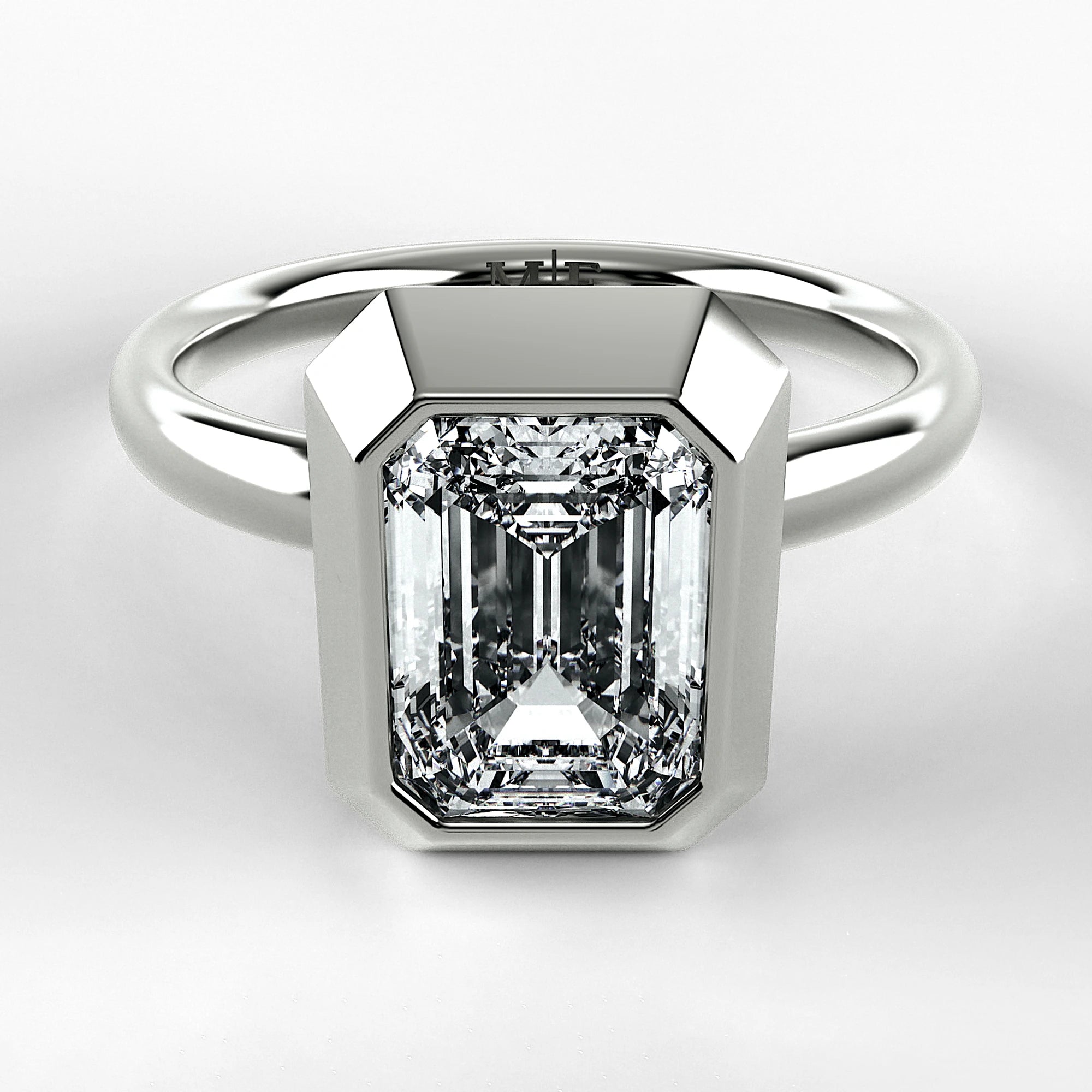 Anillo de Compromiso Núcleo - Esmeralda en oro blanco - vista 1
