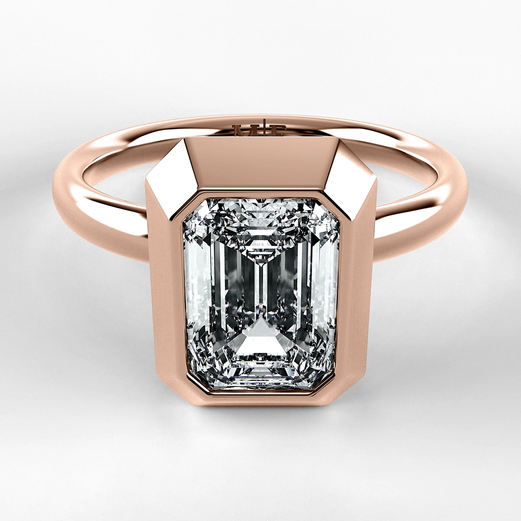 Anillo de Compromiso Núcleo - Esmeralda en oro rosa - vista 1