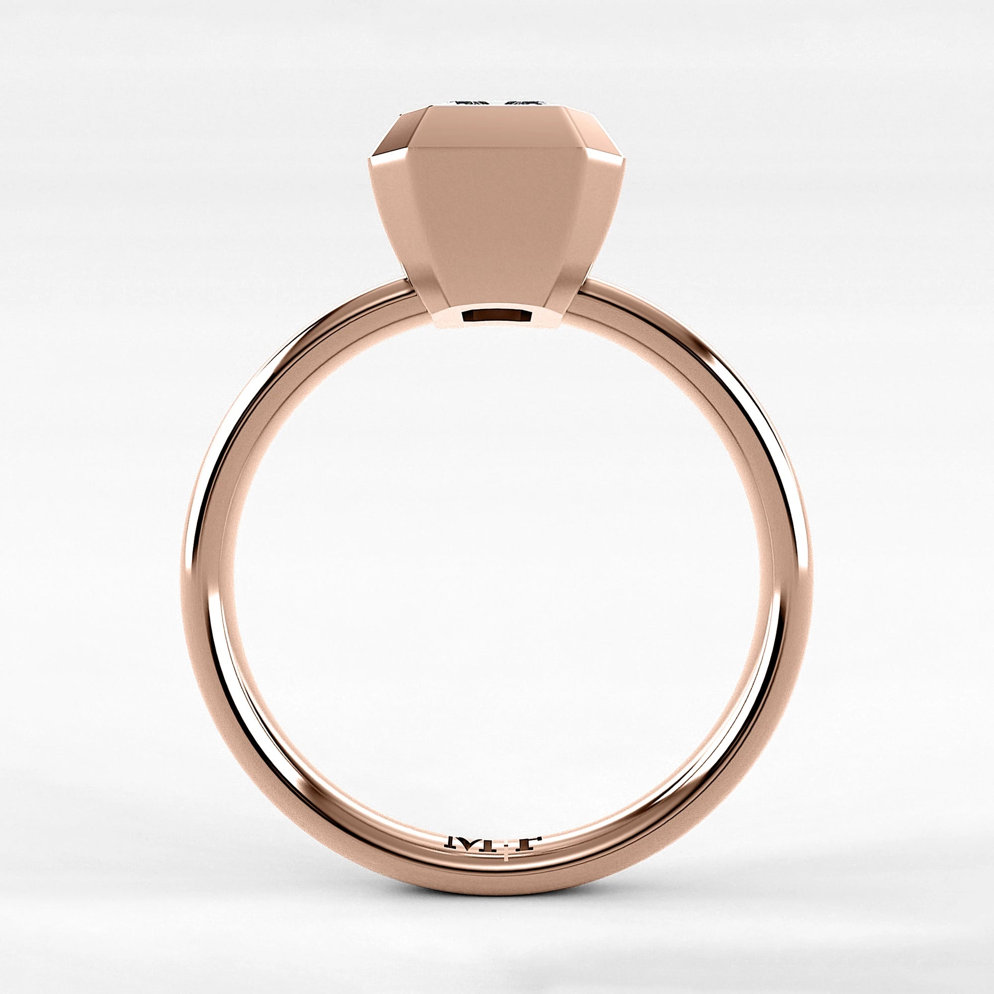 Anillo de Compromiso Núcleo - Esmeralda en oro rosa - vista 3