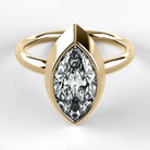 Anillo de Compromiso Núcleo - Marquesa en oro amarillo - vista 1