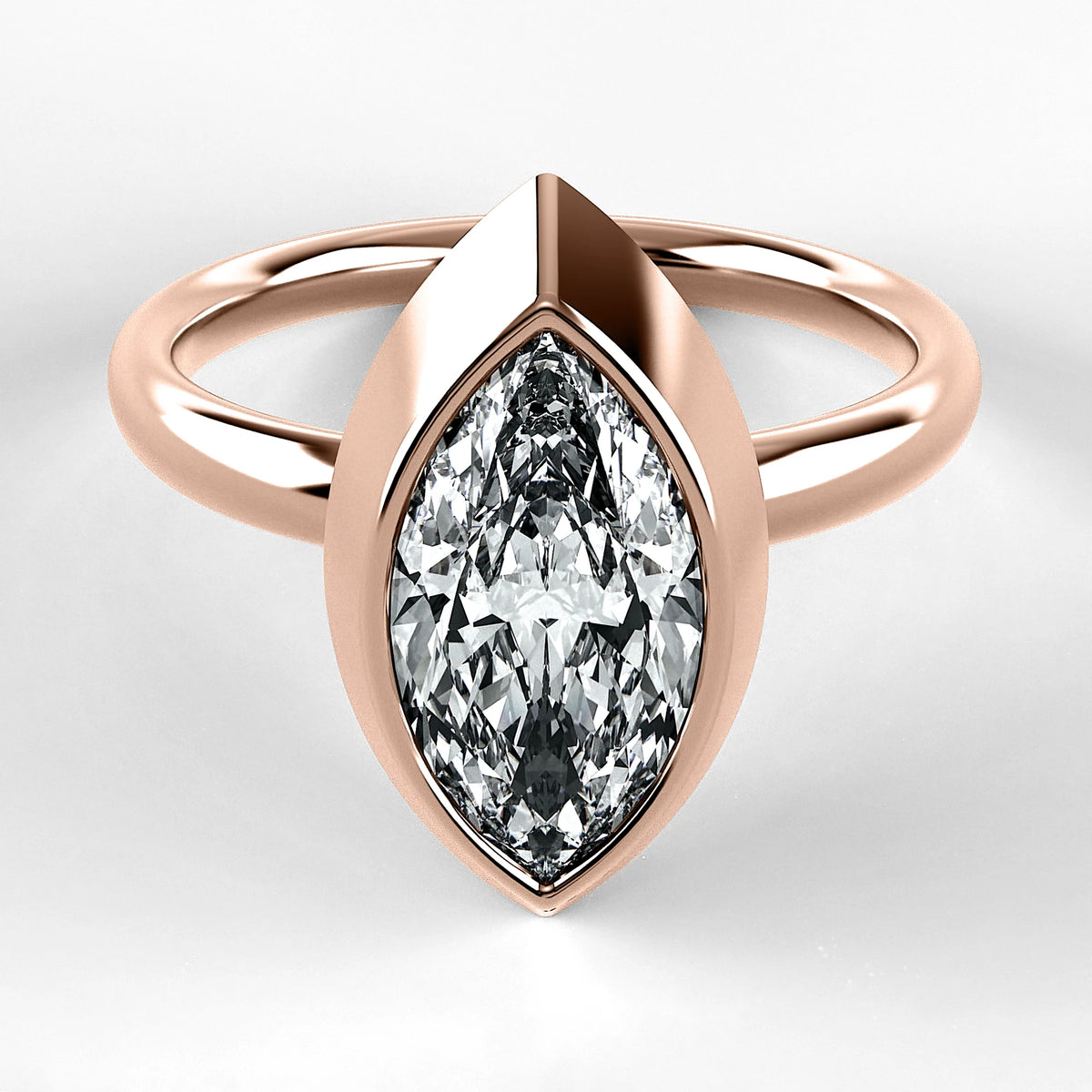 Anillo de Compromiso Núcleo - Marquesa en oro rosa - vista 1