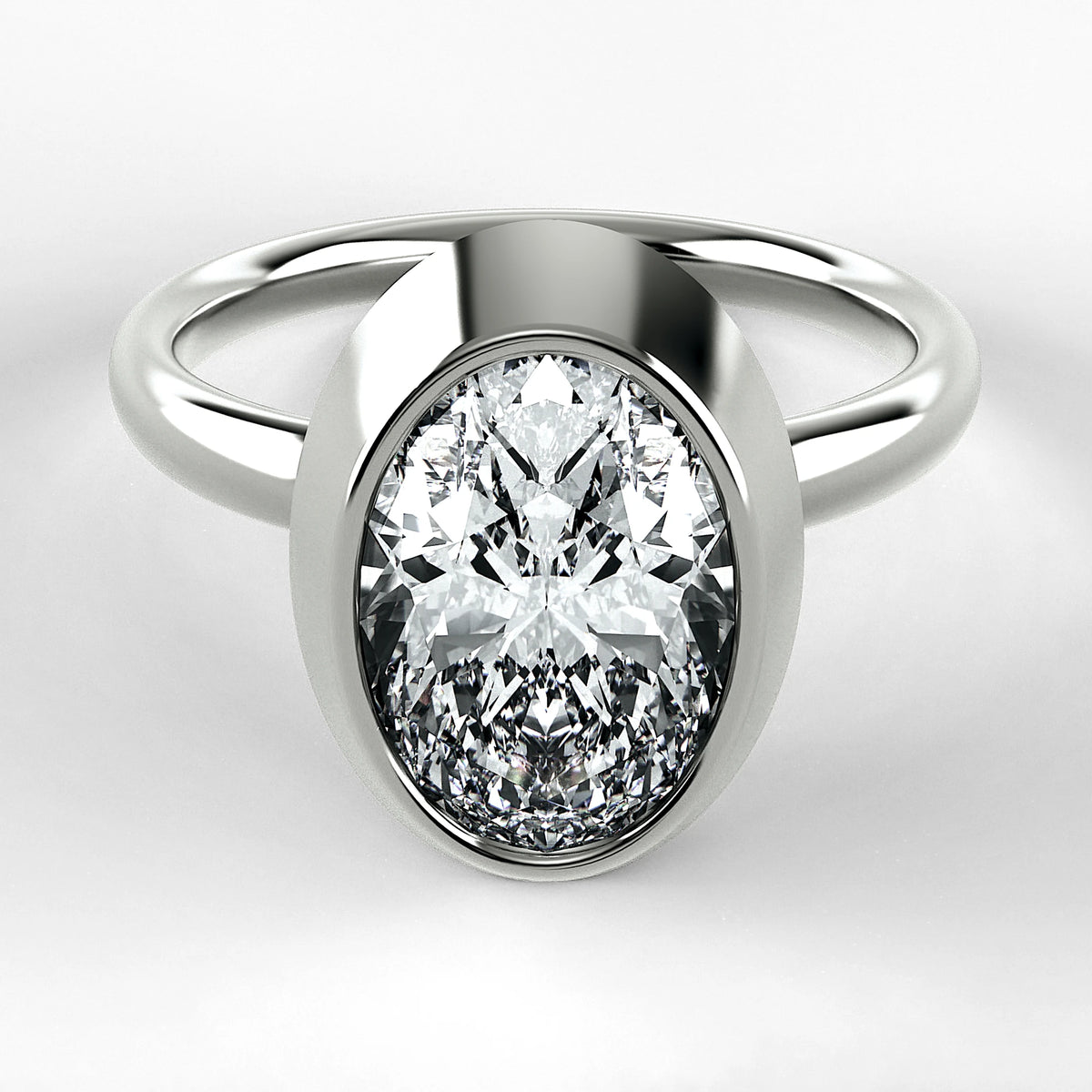 Anillo de Compromiso Núcleo - Oval en oro blanco - vista 1