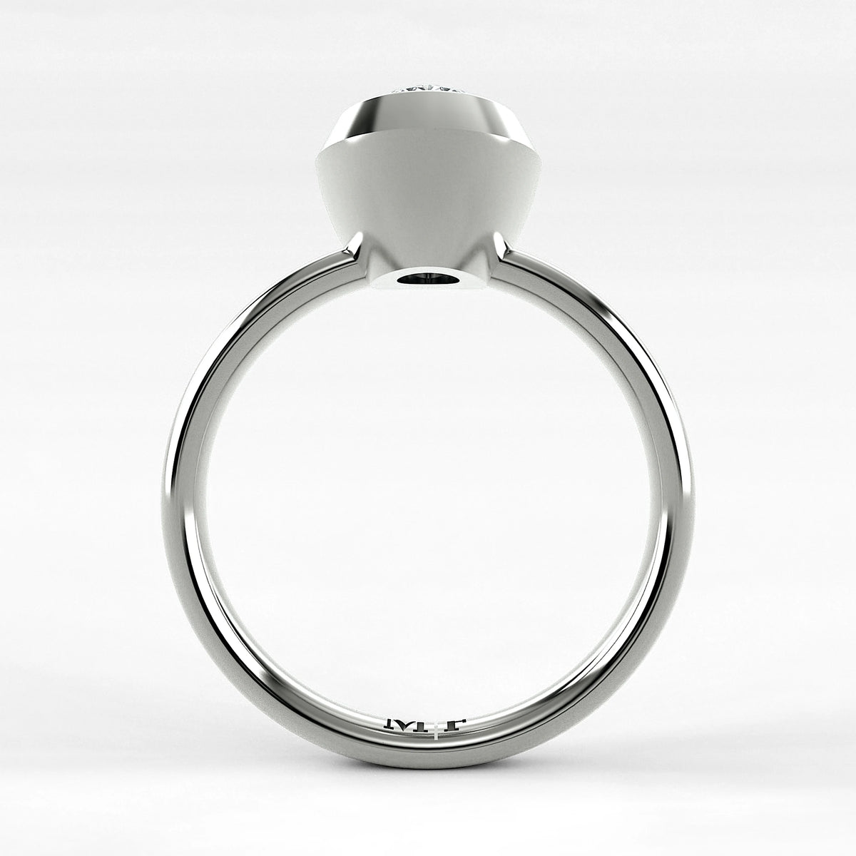 Anillo de Compromiso Núcleo - Oval en oro blanco - vista 3