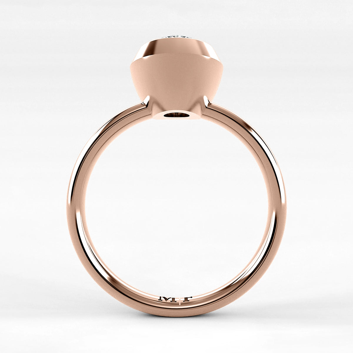 Anillo de Compromiso Núcleo - Oval en oro rosa - vista 3