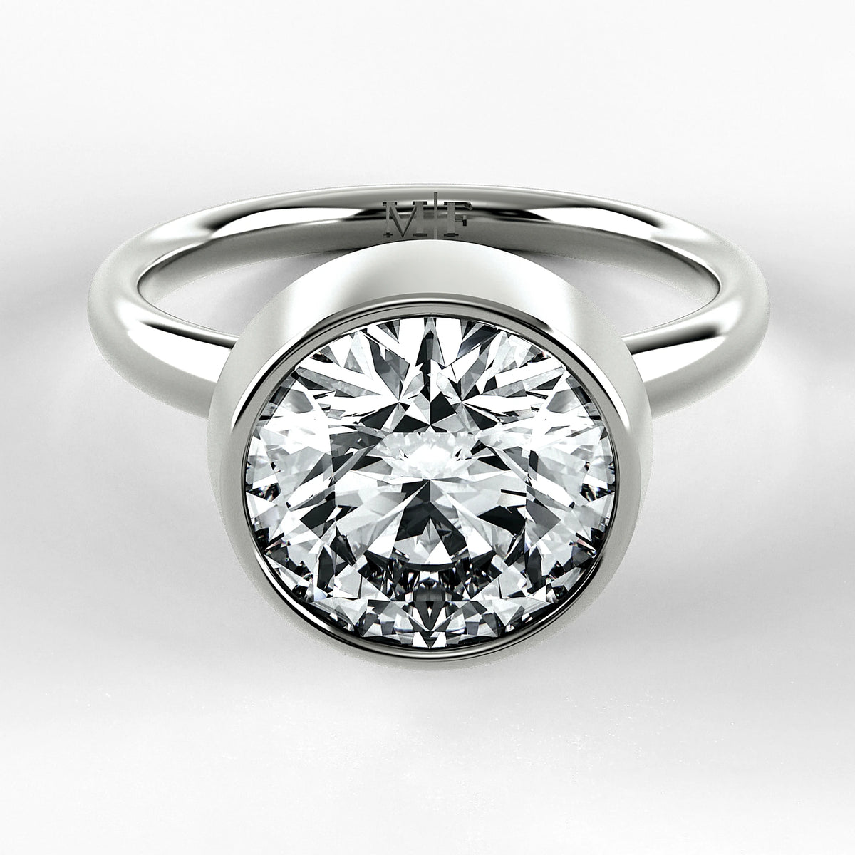 Anillo de Compromiso Núcleo - Redondo en oro blanco - vista 1