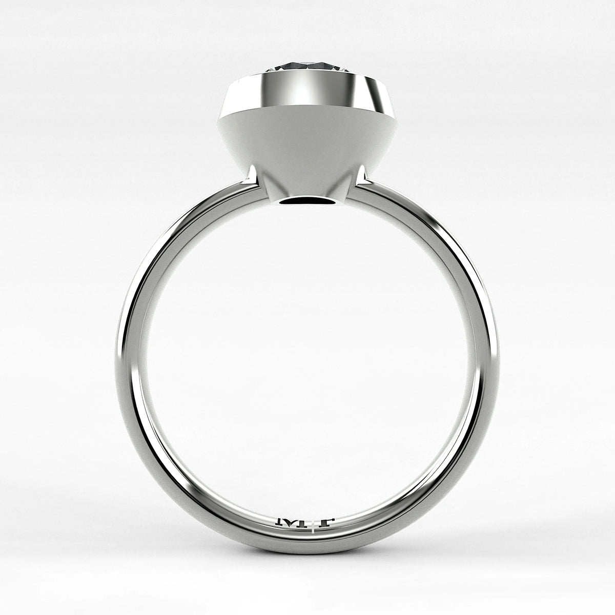 Anillo de Compromiso Núcleo - Redondo en oro blanco - vista 3