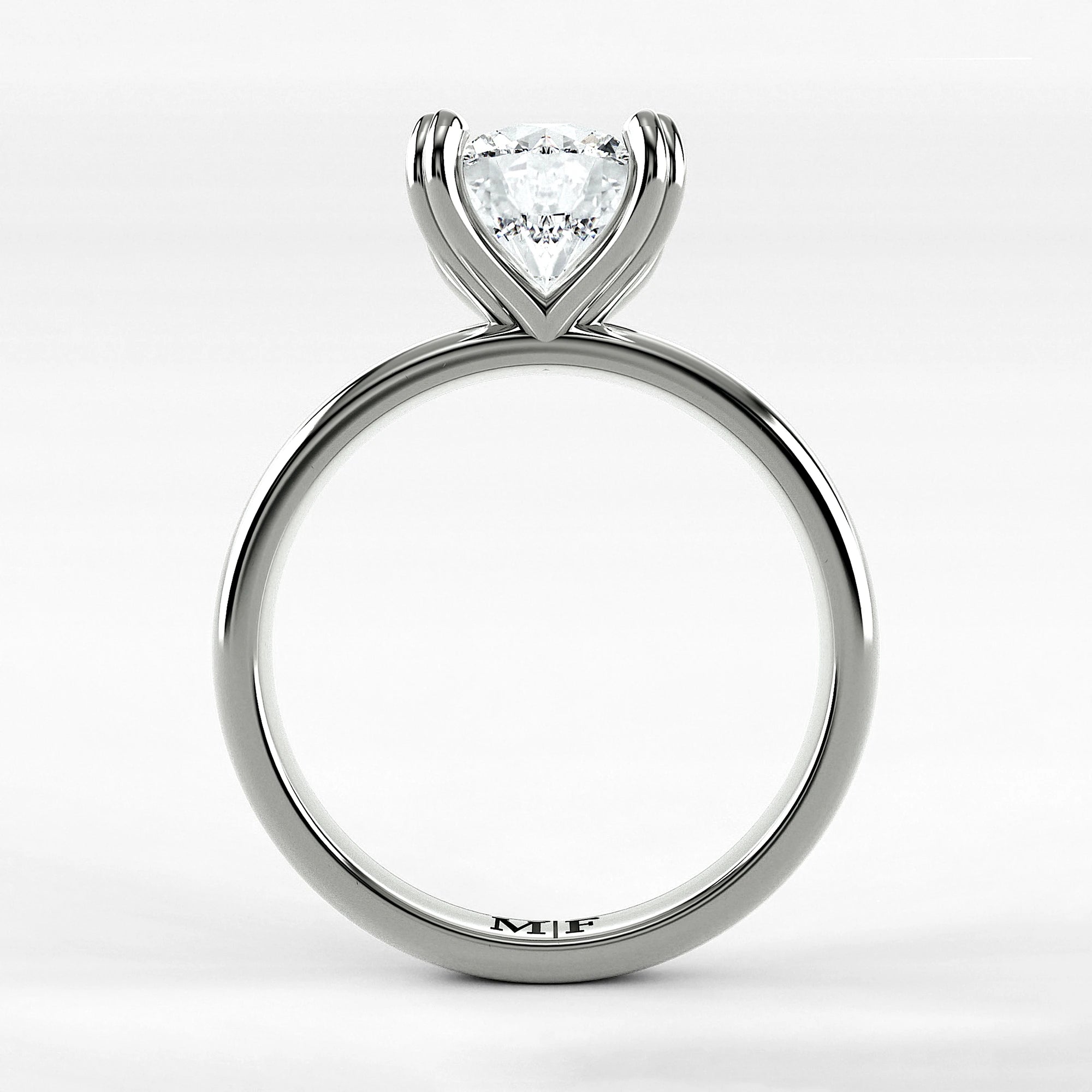 Anillo de Compromiso Latido - Redondo en oro blanco - vista 3