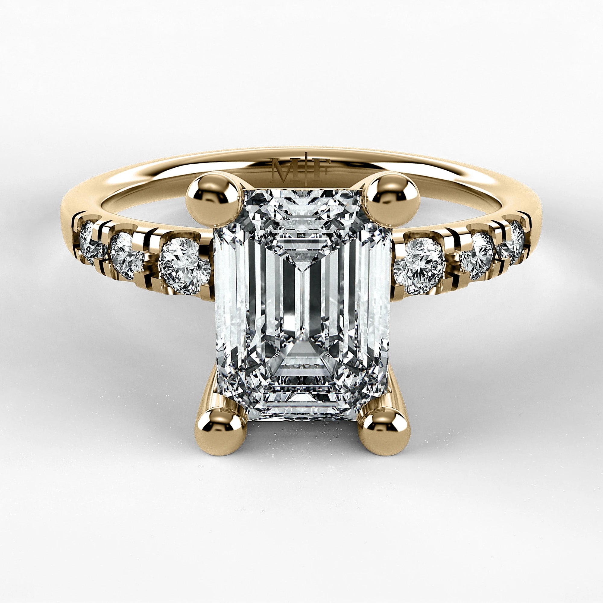 Anillo de Compromiso Vínculo - Esmeralda en oro amarillo - vista 1