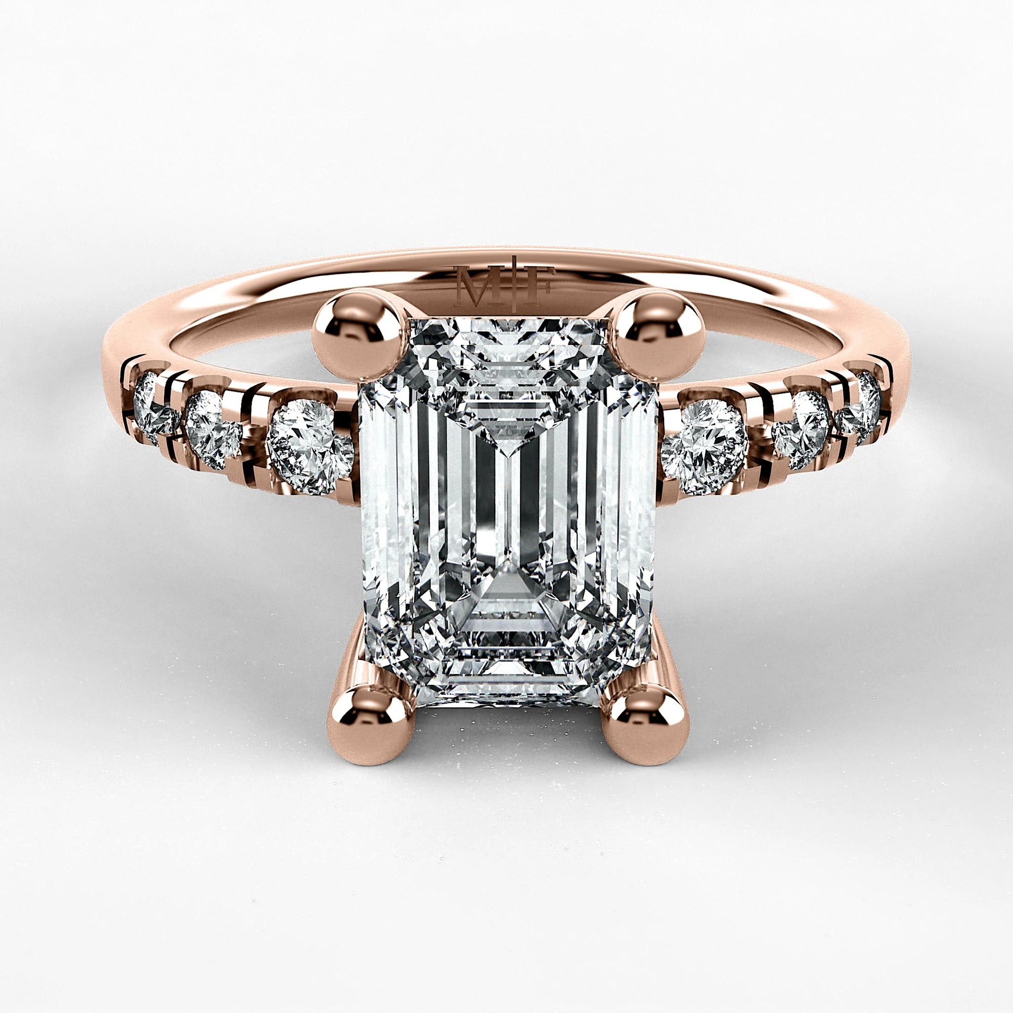 Anillo de Compromiso Vínculo - Esmeralda en oro rosa - vista 1