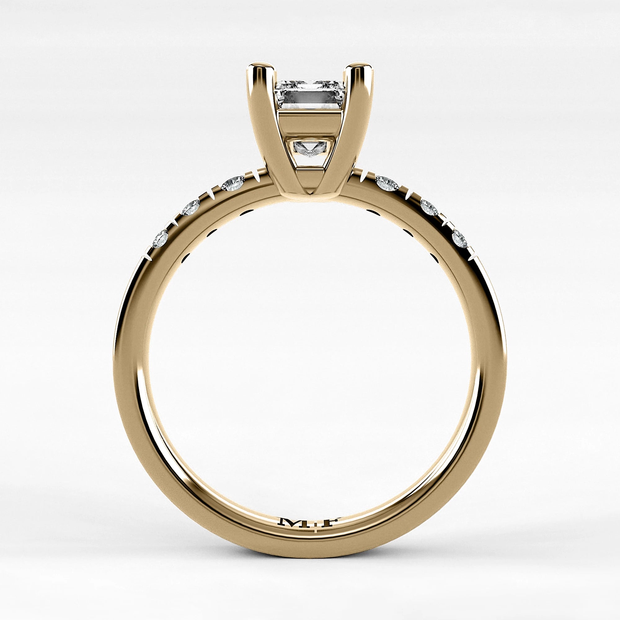 Anillo de Compromiso Vínculo - Esmeralda en oro amarillo - vista 3