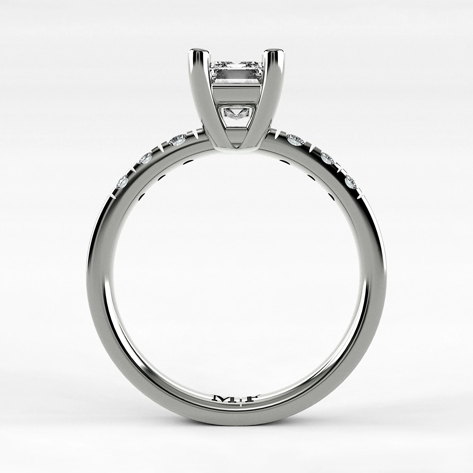 Anillo de Compromiso Vínculo - Esmeralda en oro blanco - vista 3