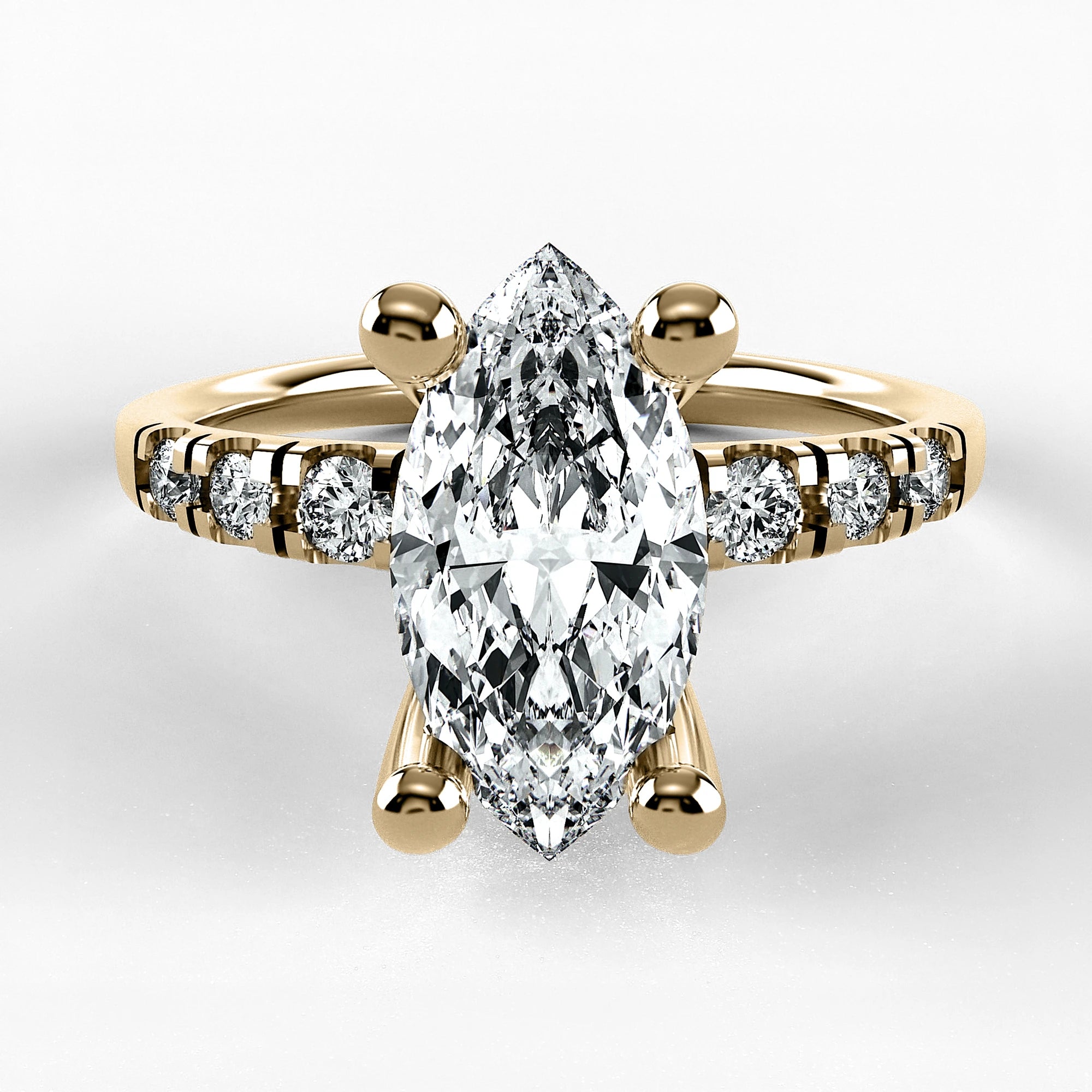 Anillo de Compromiso Vínculo - Marquesa en oro amarillo - vista 1