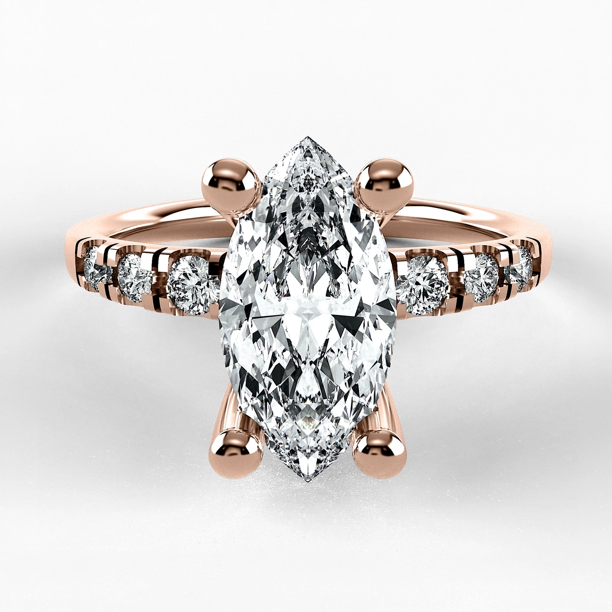 Anillo de Compromiso Vínculo - Marquesa en oro rosa - vista 1
