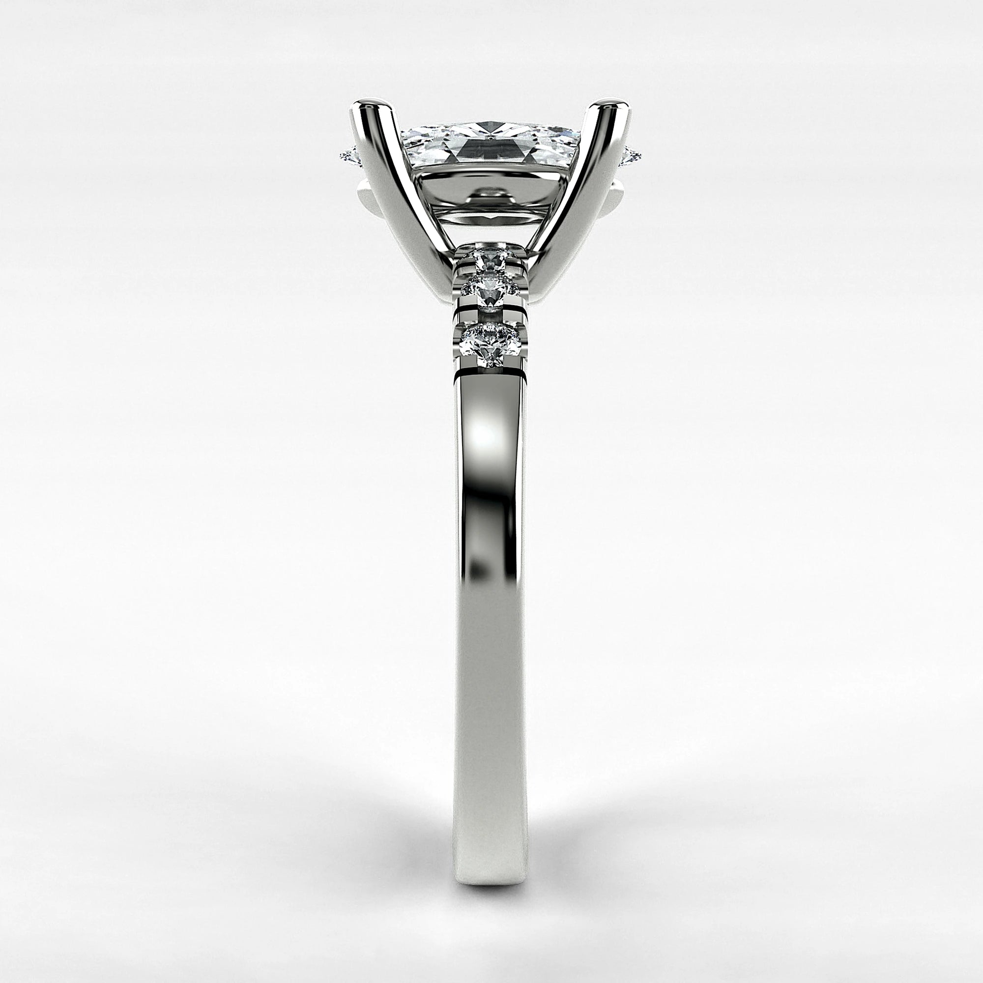 Anillo de Compromiso Vínculo - Marquesa en oro blanco - vista 2