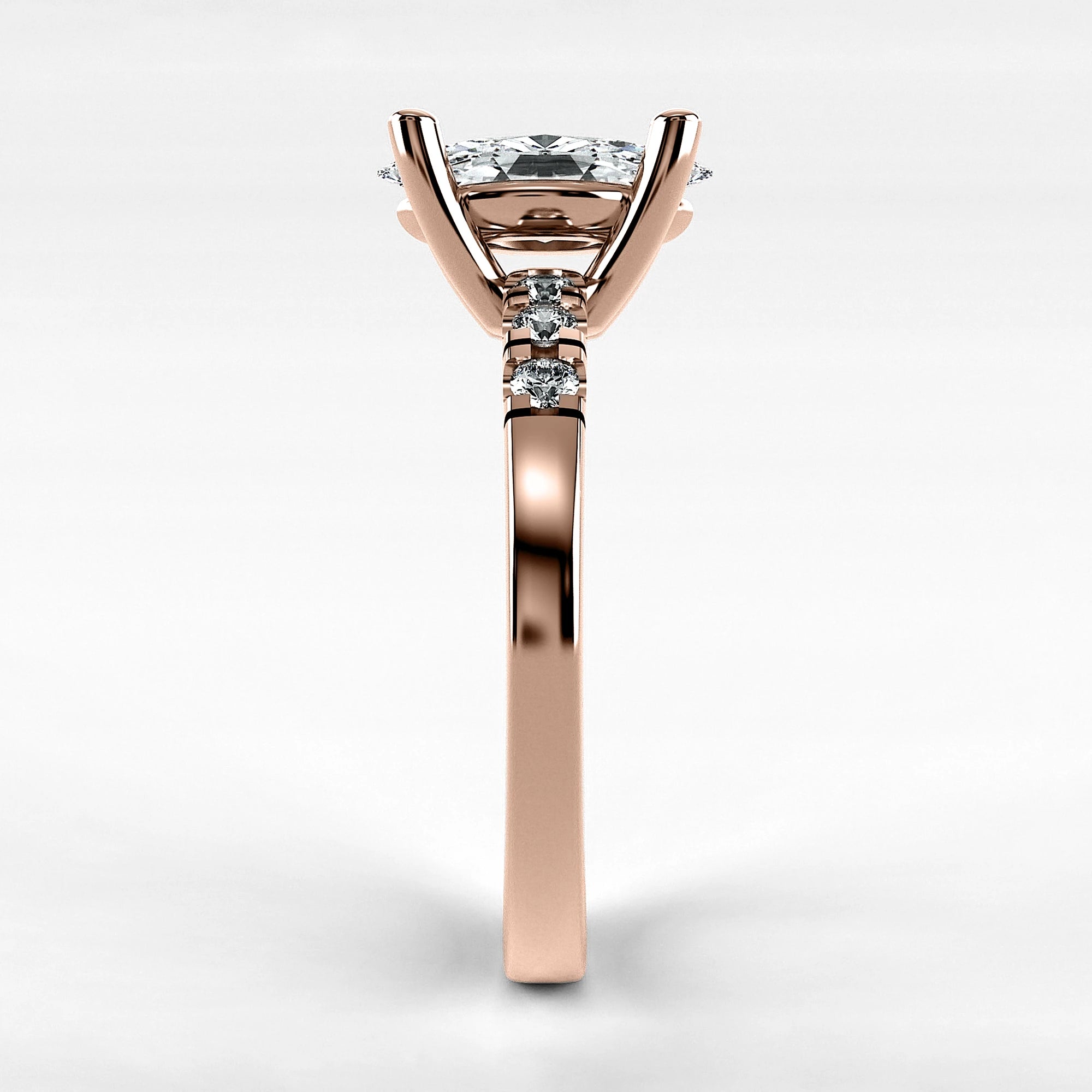 Anillo de Compromiso Vínculo - Marquesa en oro rosa - vista 2