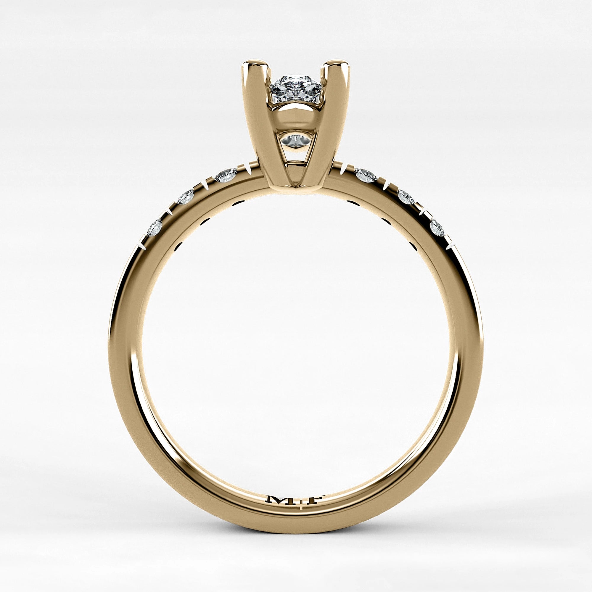 Anillo de Compromiso Vínculo - Marquesa en oro amarillo - vista 3