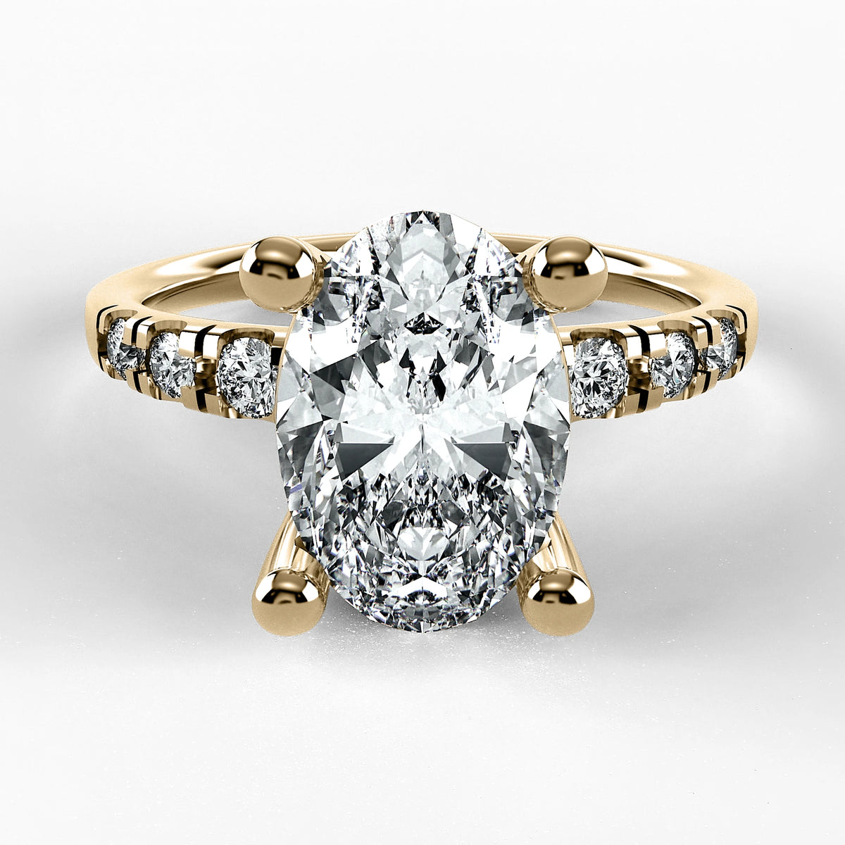 Anillo de Compromiso Vínculo - Oval en oro amarillo - vista 1