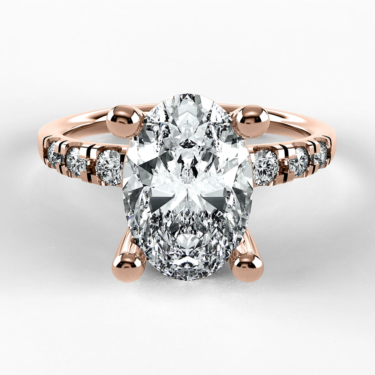 Anillo de Compromiso Vínculo - Oval en oro rosa - vista 1