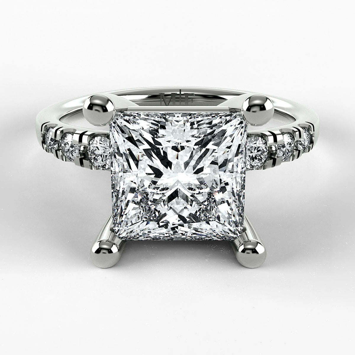 Anillo de Compromiso Vínculo - Princess en oro blanco - vista 1
