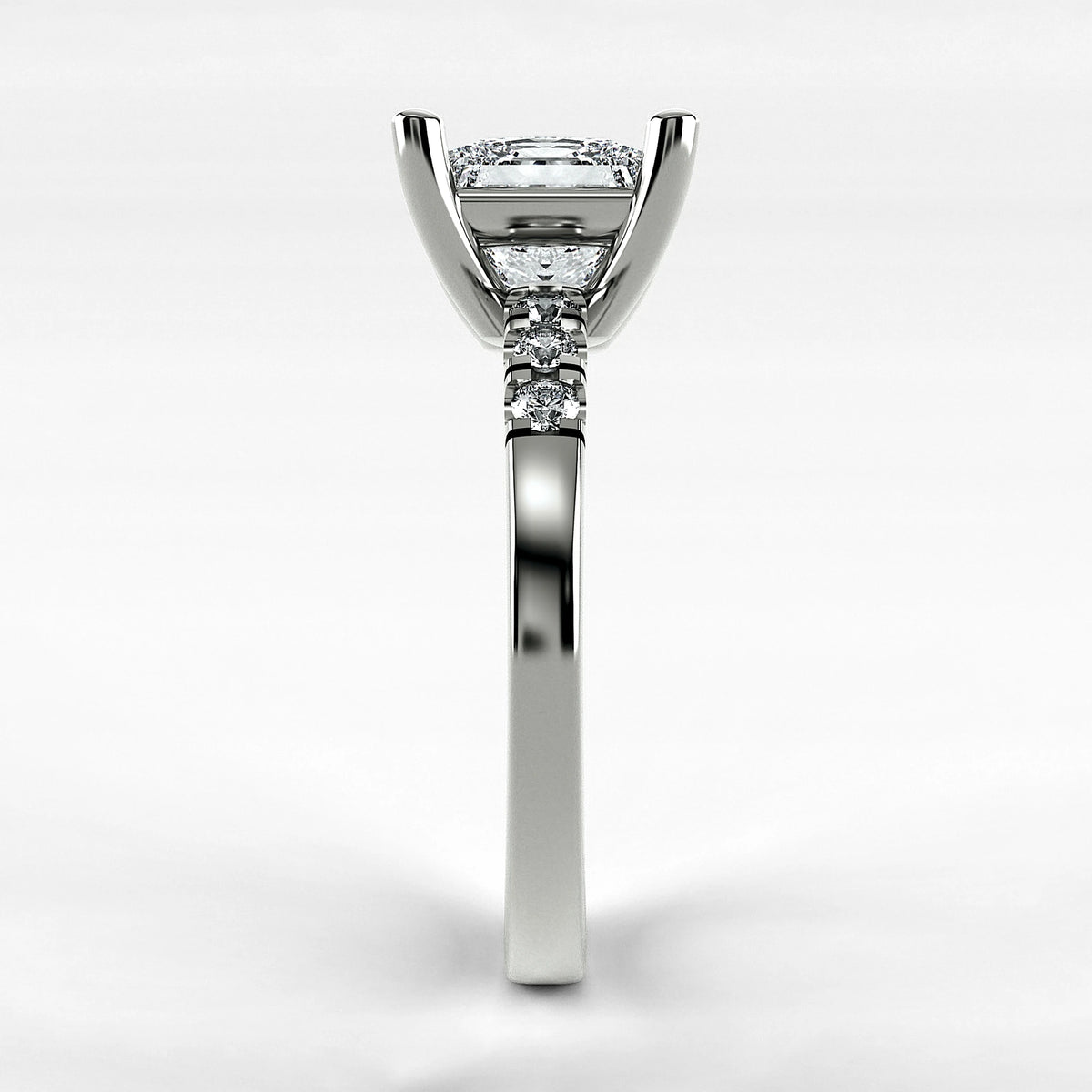 Anillo de Compromiso Vínculo - Princess en oro blanco - vista 2