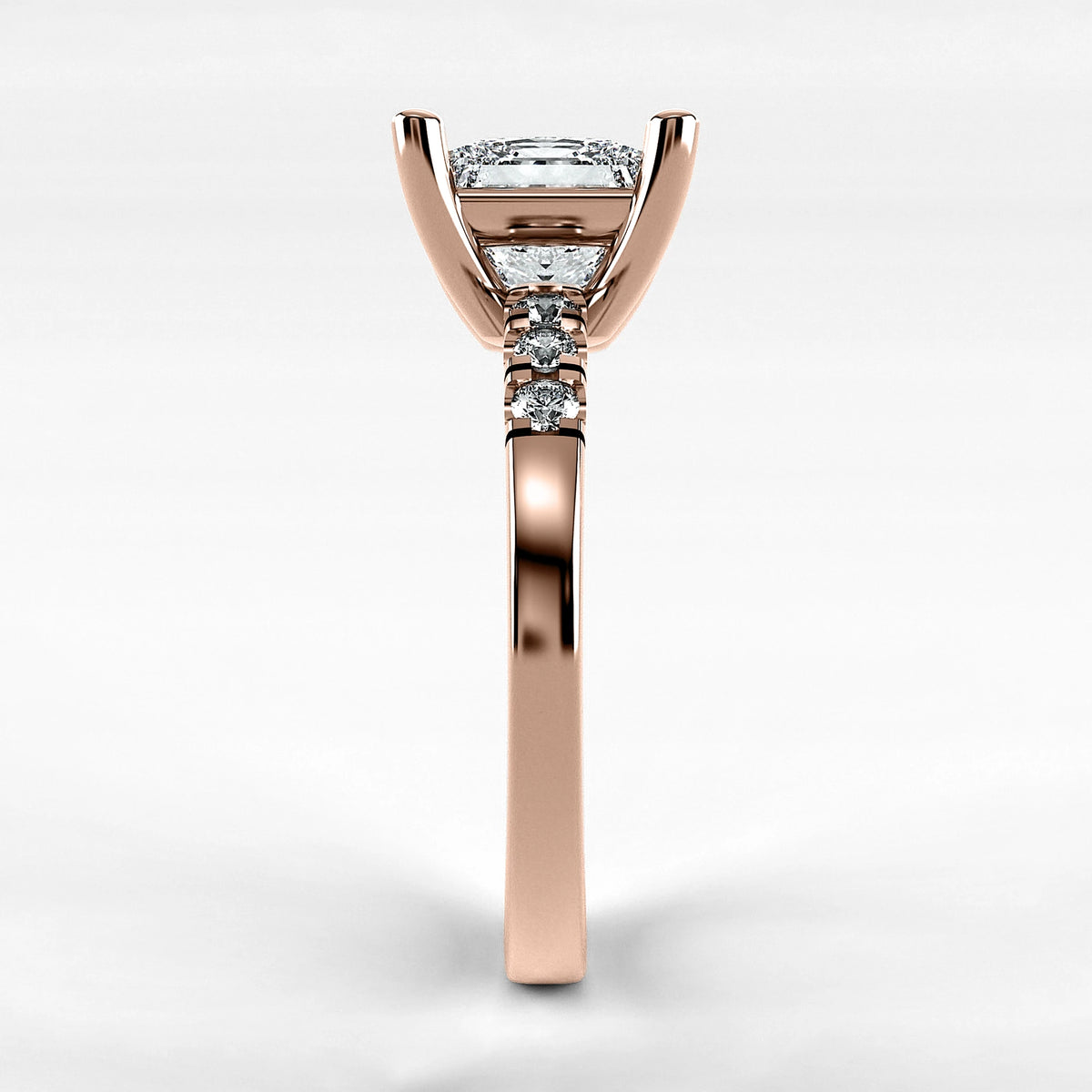 Anillo de Compromiso Vínculo - Princess en oro rosa - vista 2