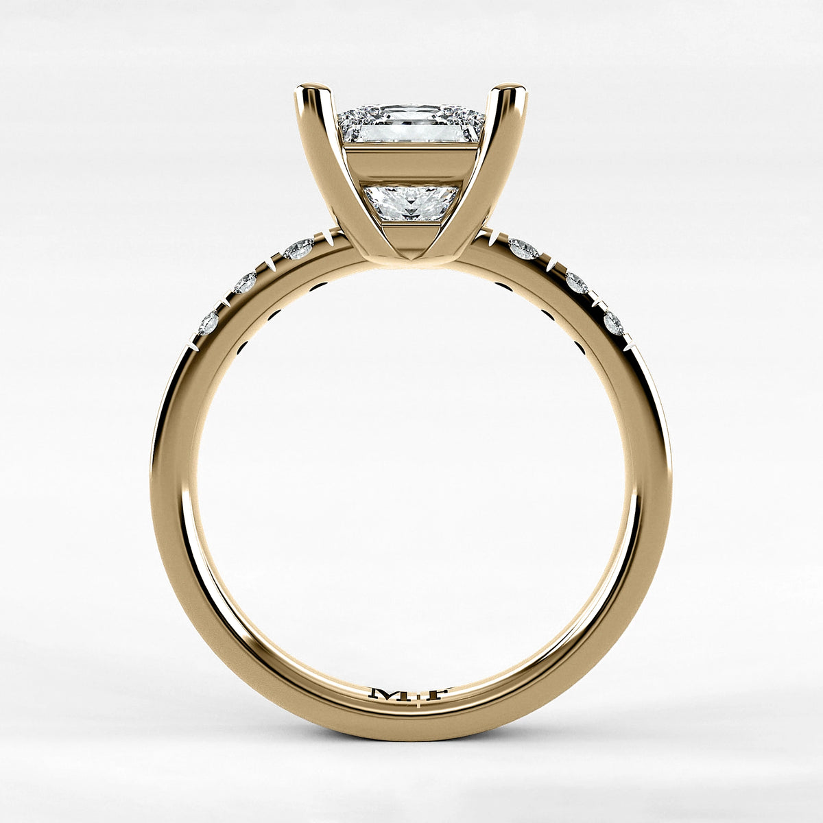 Anillo de Compromiso Vínculo - Princess en oro amarillo - vista 3