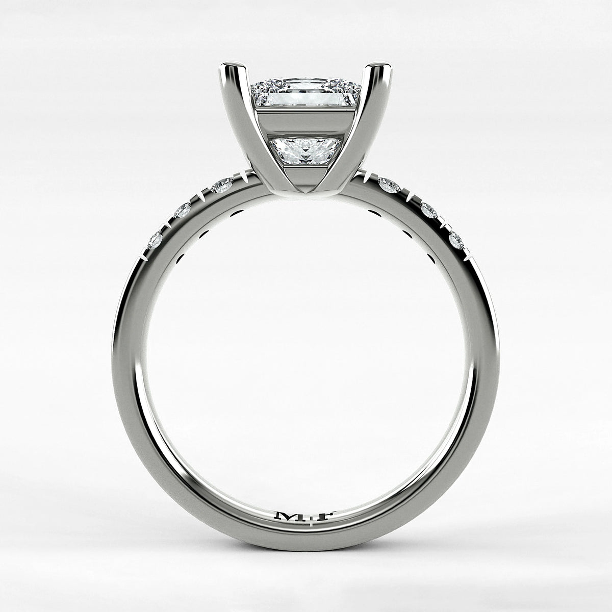 Anillo de Compromiso Vínculo - Princess en oro blanco - vista 3