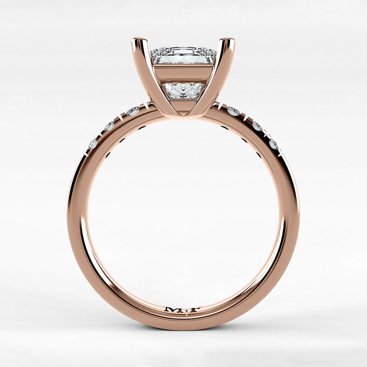 Anillo de Compromiso Vínculo - Princess en oro rosa - vista 3