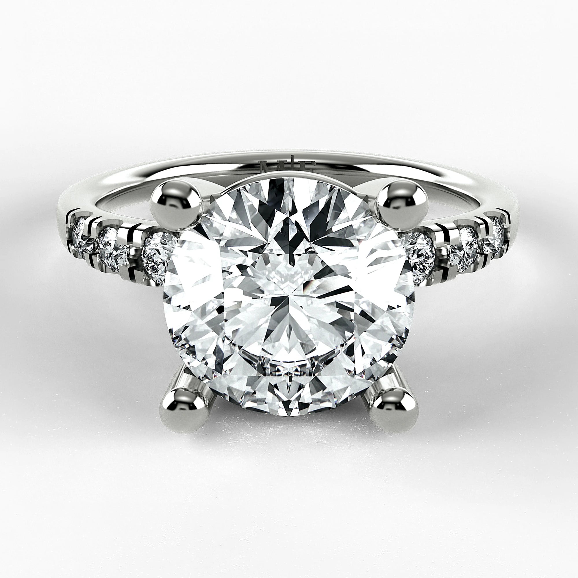 Anillo de Compromiso Vínculo - Redondo en oro blanco - vista 1