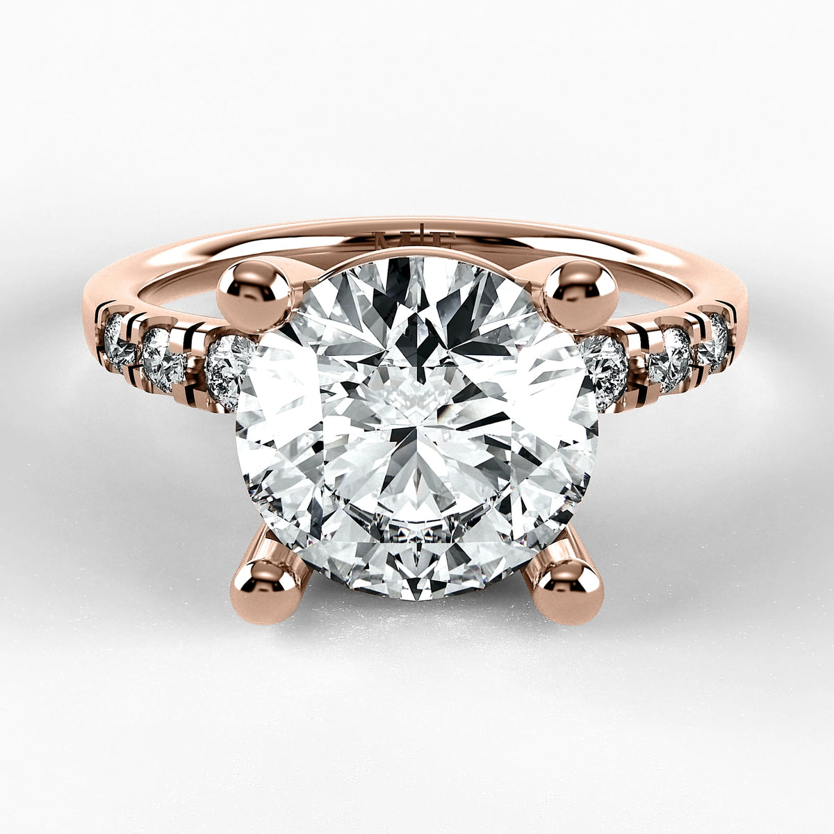 Anillo de Compromiso Vínculo - Redondo en oro rosa - vista 1