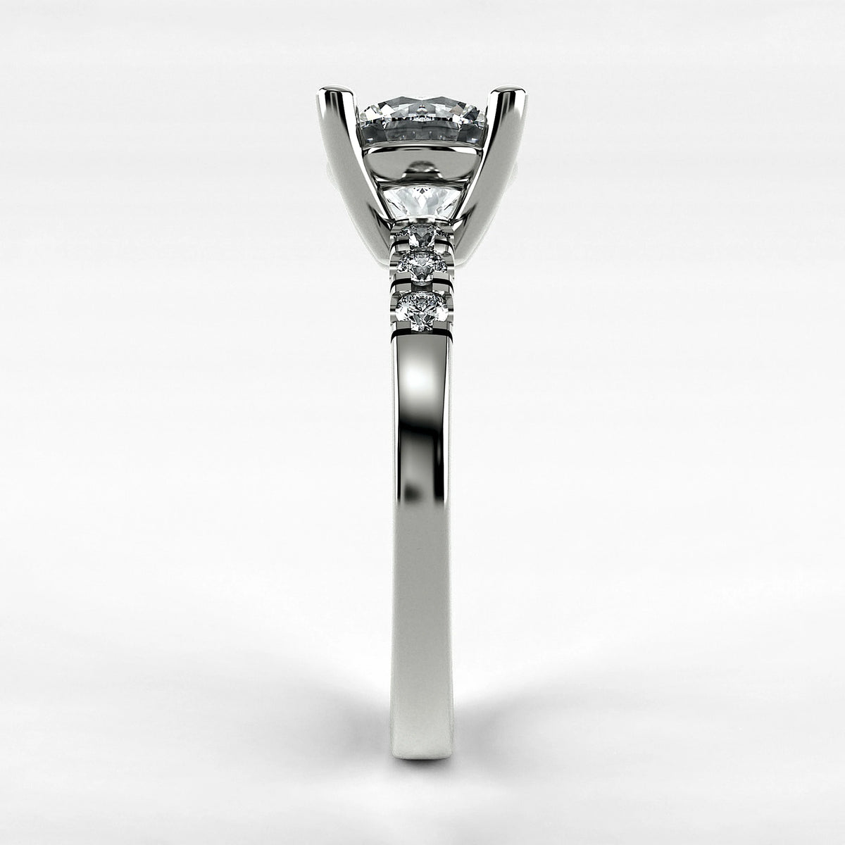 Anillo de Compromiso Vínculo - Redondo en oro blanco - vista 2