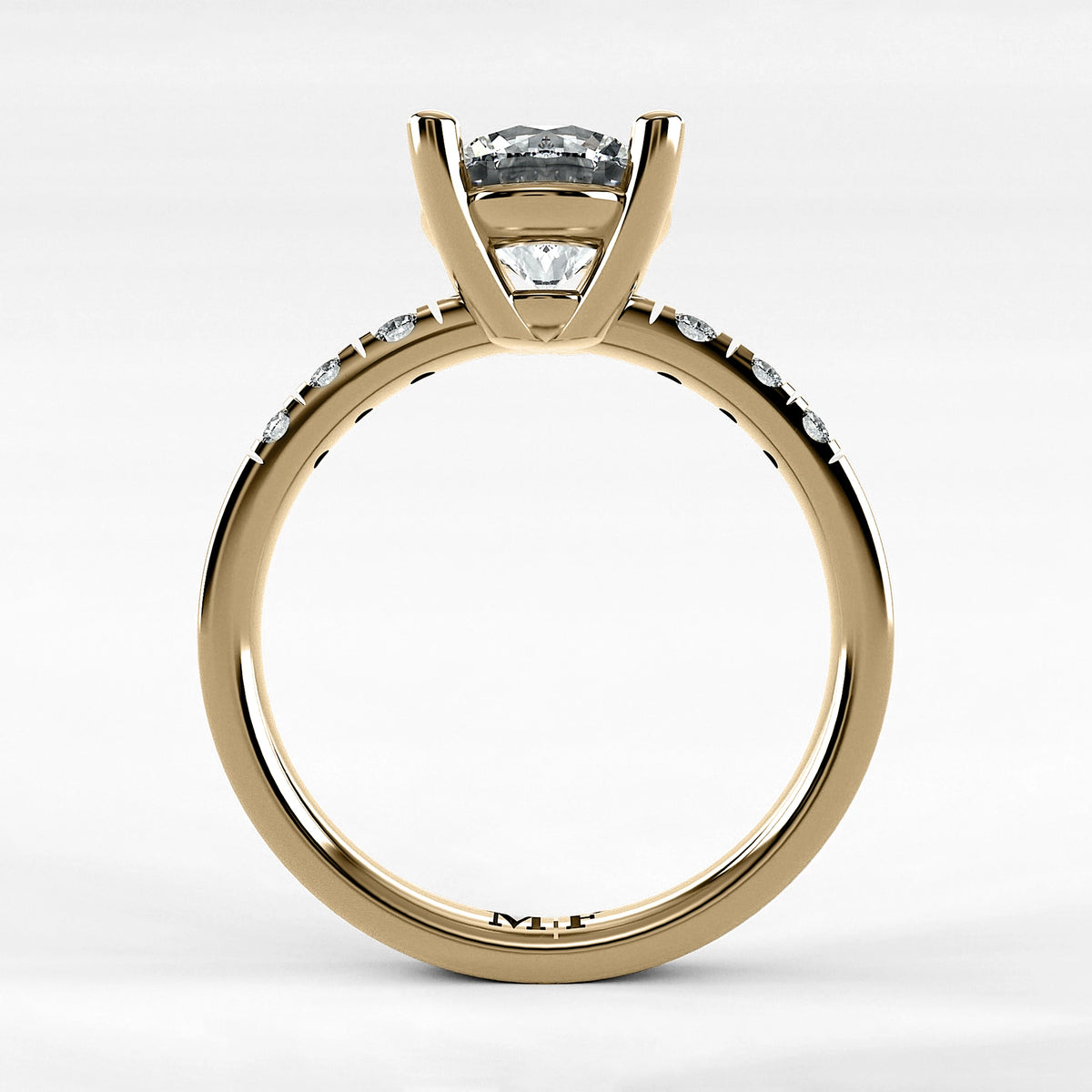 Anillo de Compromiso Vínculo - Redondo en oro amarillo - vista 3