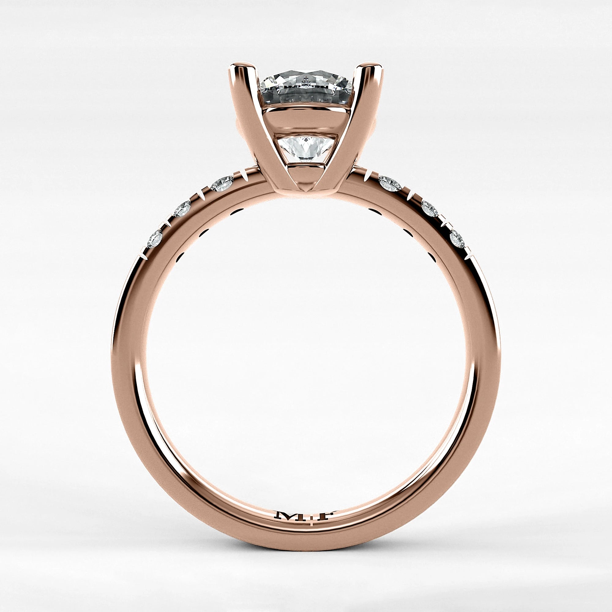 Anillo de Compromiso Vínculo - Redondo en oro rosa - vista 3