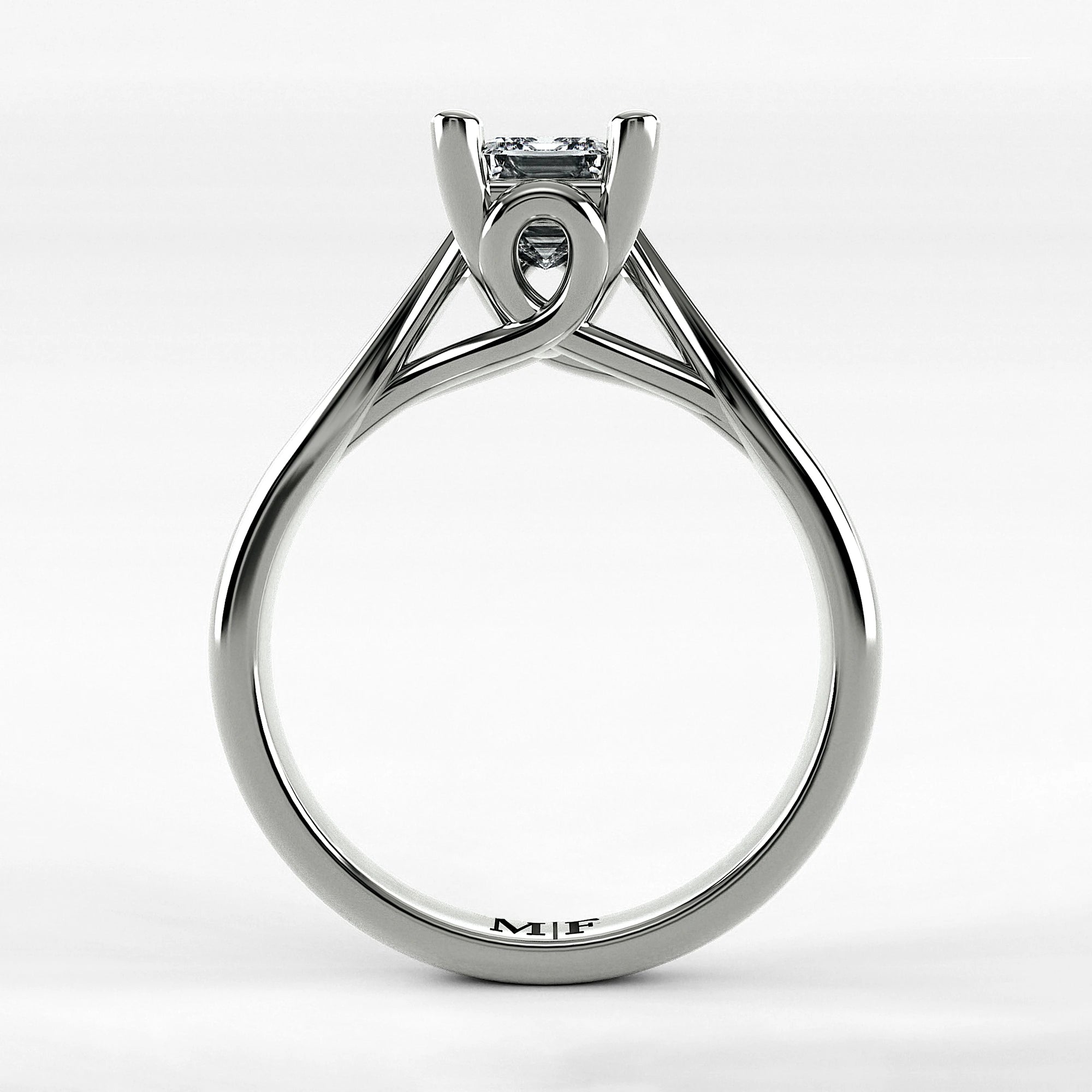Anillo de Compromiso Alianza - Esmeralda en oro blanco - vista 3