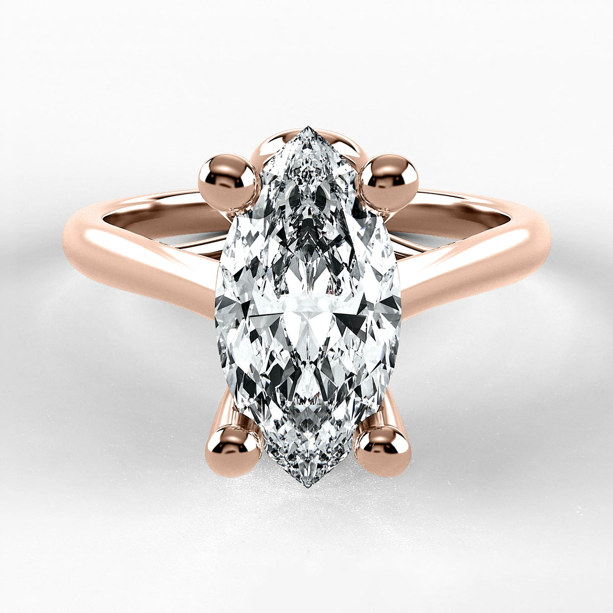 Anillo de Compromiso Alianza - Marquesa en oro rosa - vista 1