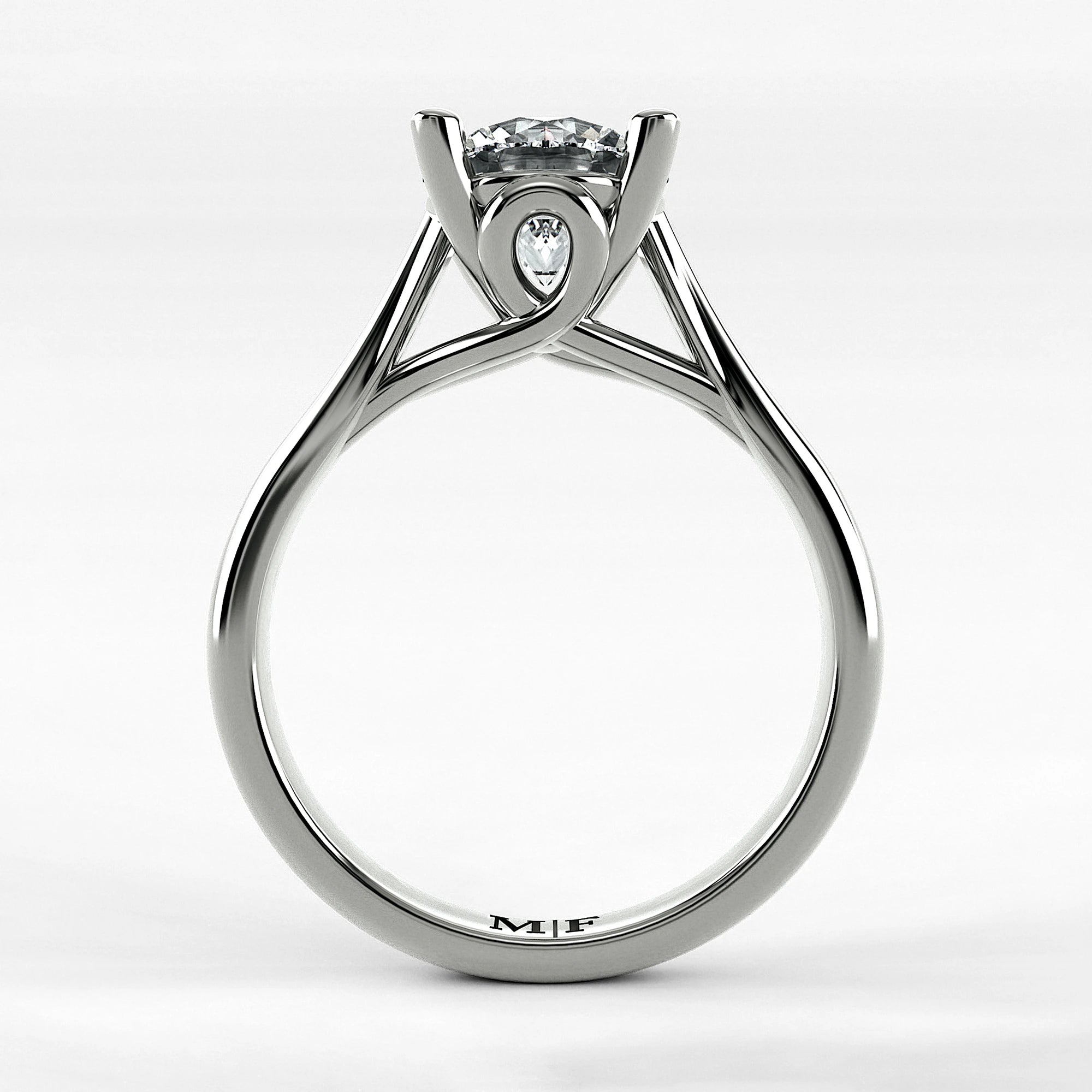 Anillo de Compromiso Alianza - Redondo en oro blanco - vista 3