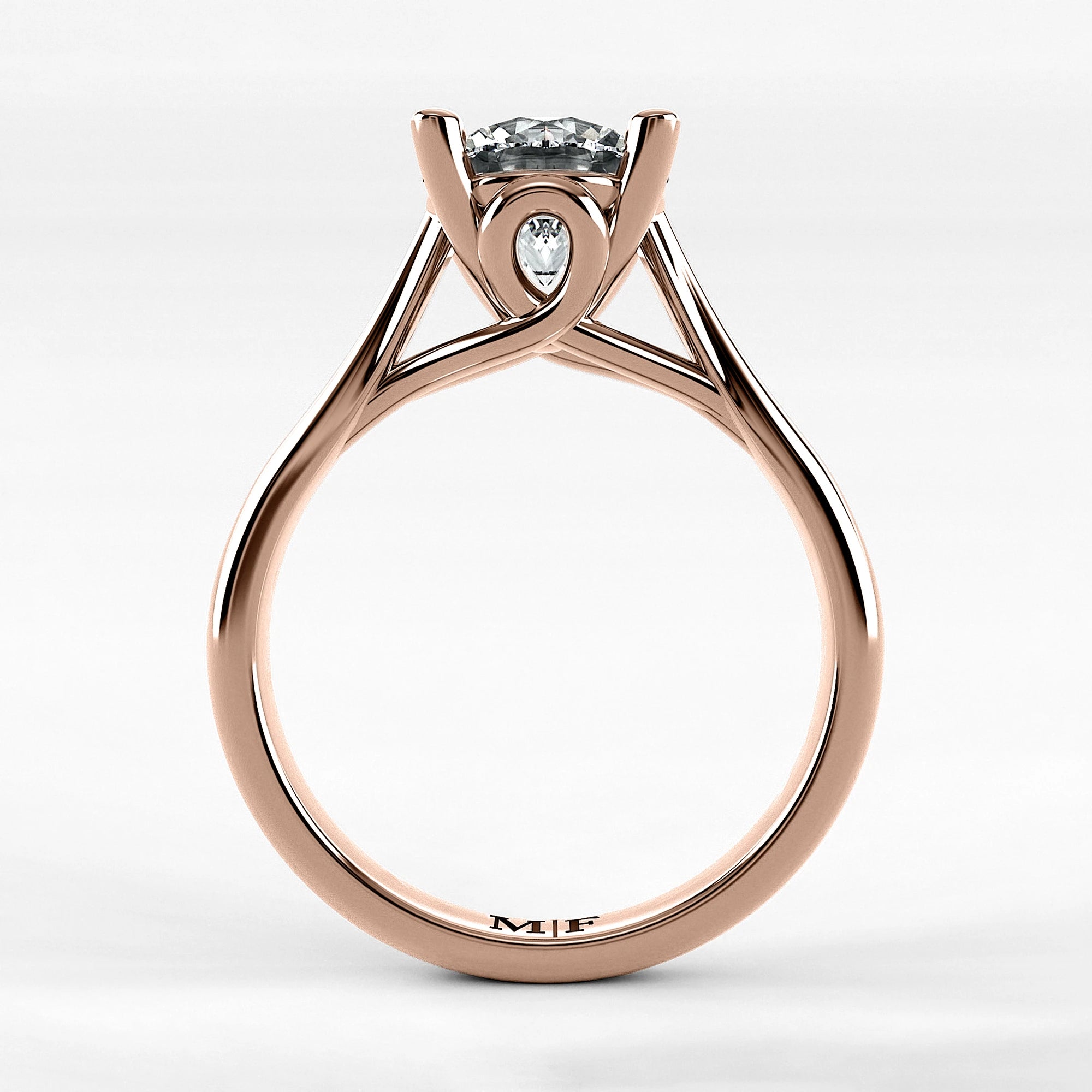 Anillo de Compromiso Alianza - Redondo en oro rosa - vista 3
