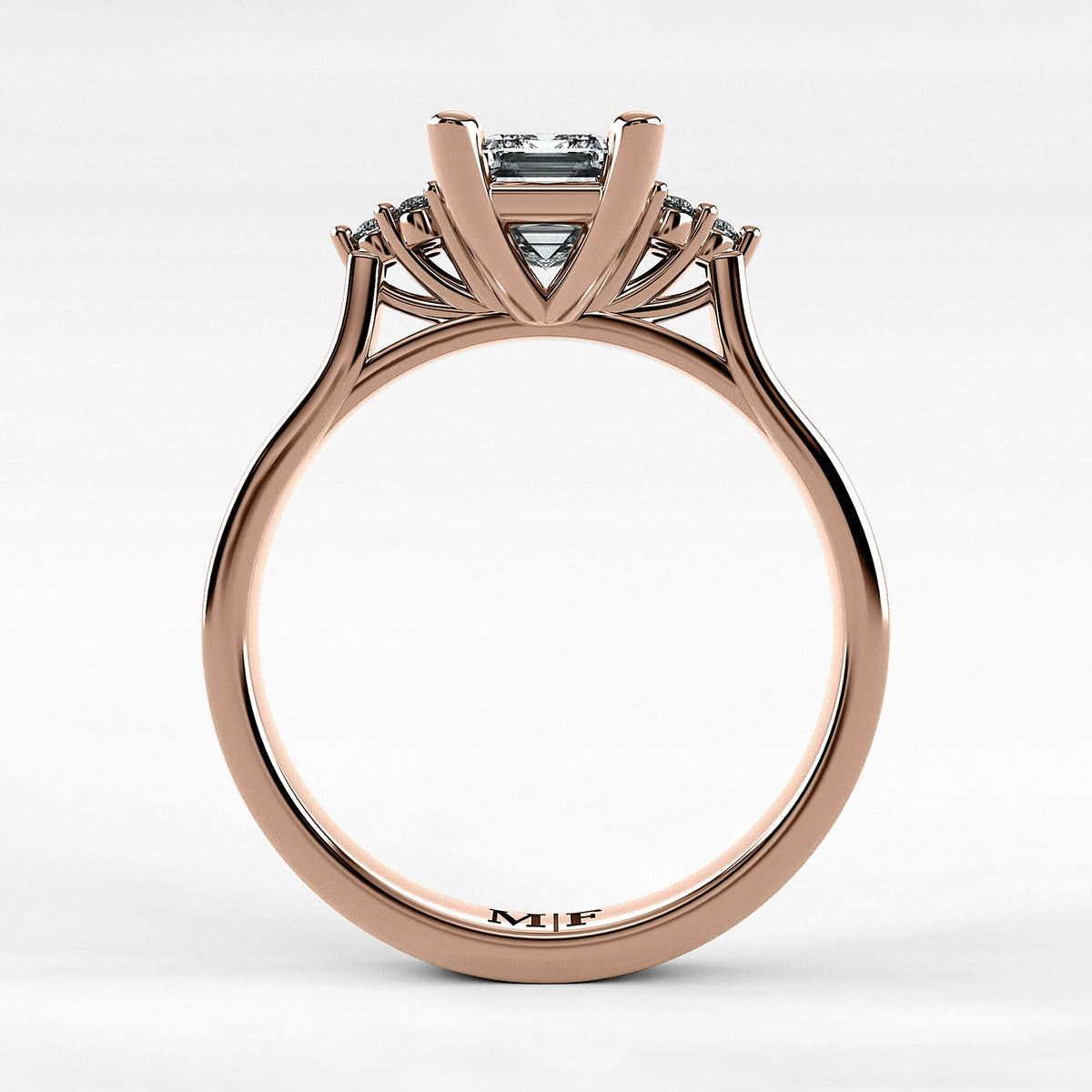 Anillo de Compromiso Umbral - Esmeralda en oro rosa - vista 3
