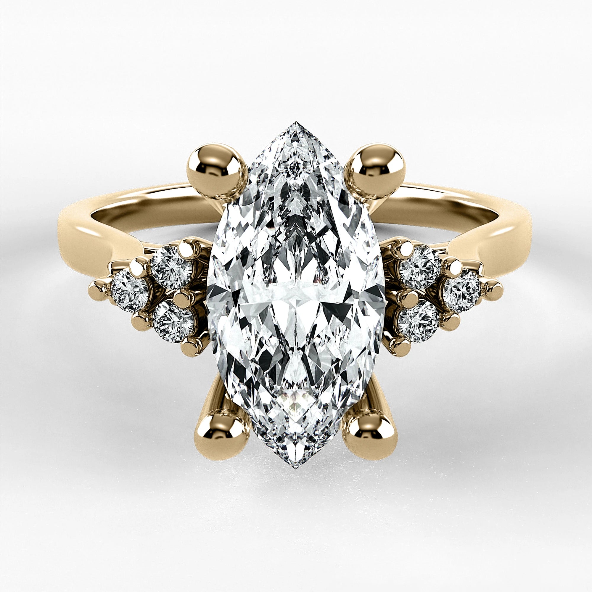 Anillo de Compromiso Umbral - Marquesa en oro amarillo - vista 1