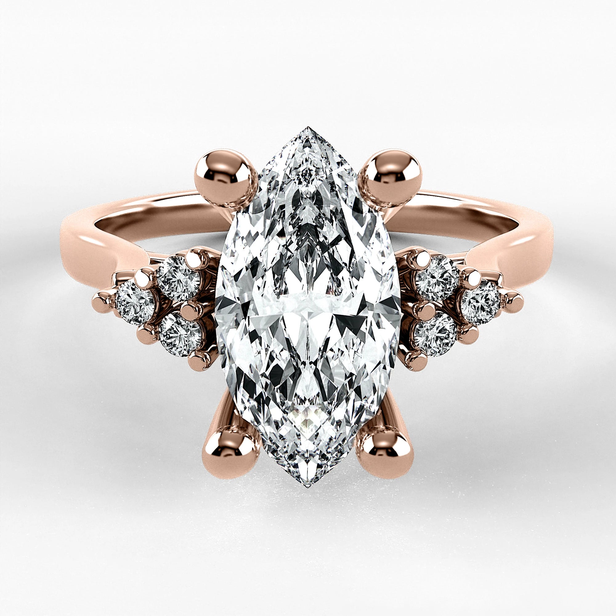 Anillo de Compromiso Umbral - Marquesa en oro rosa - vista 1