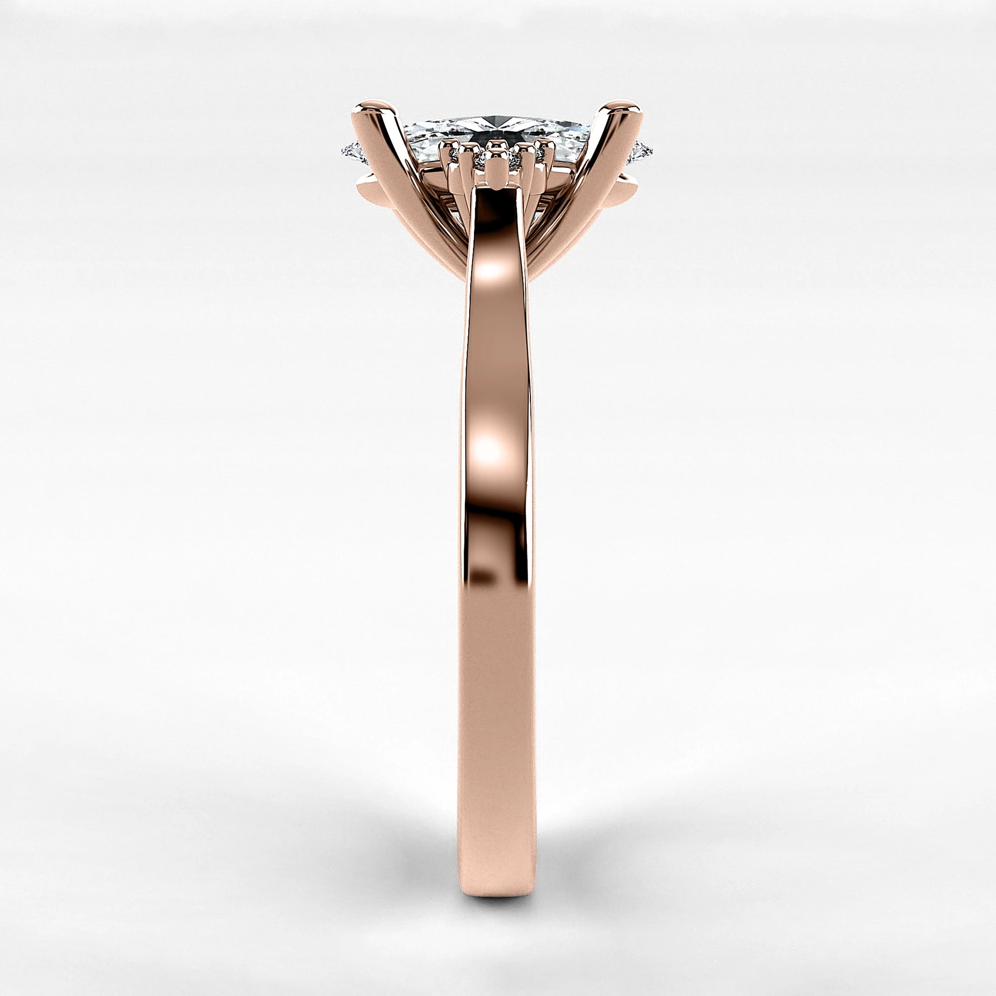 Anillo de Compromiso Umbral - Marquesa en oro rosa - vista 2