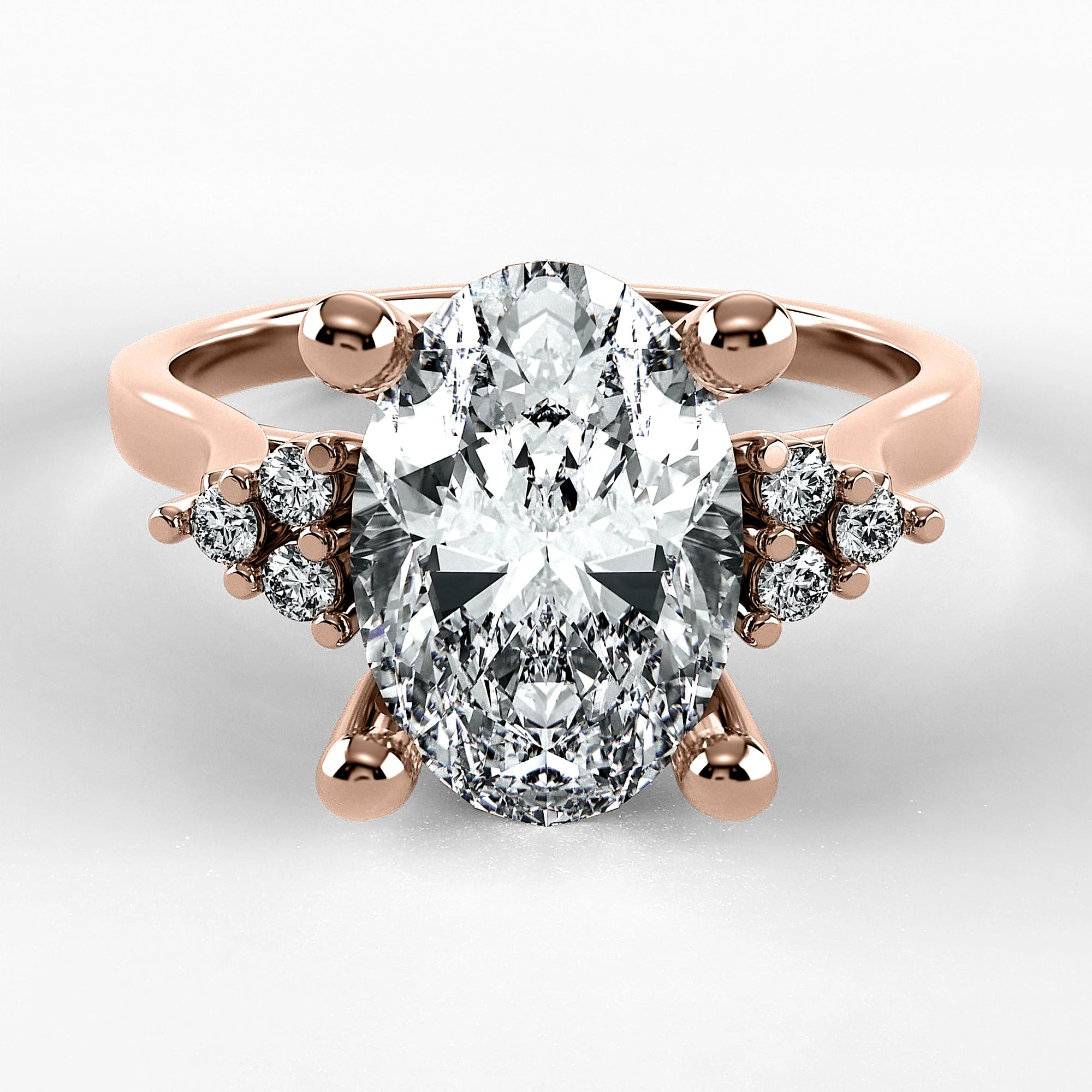 Anillo de Compromiso Umbral - Oval en oro rosa - vista 1