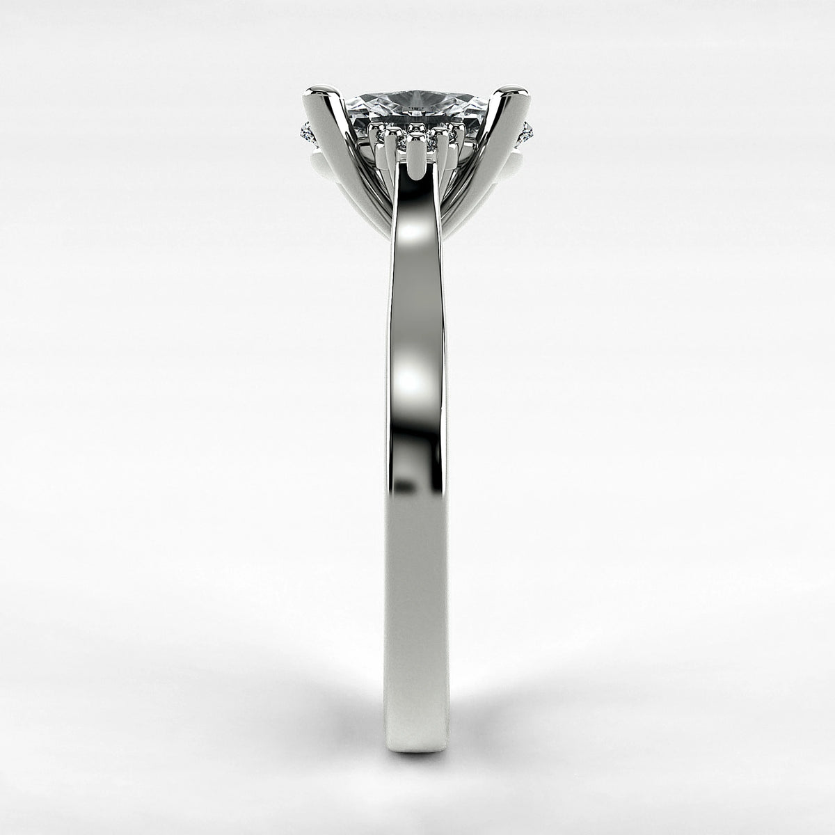 Anillo de Compromiso Umbral - Oval en oro blanco - vista 2