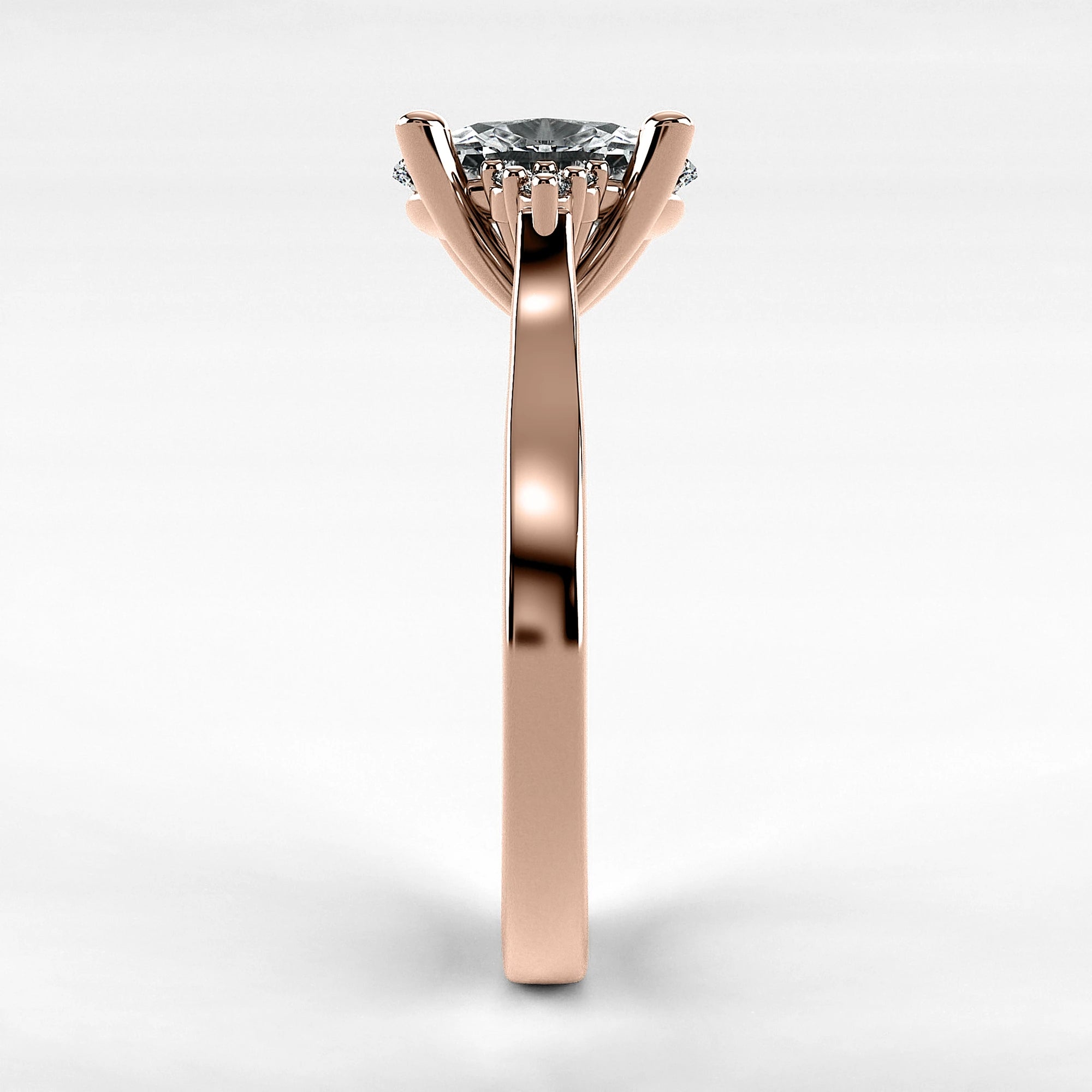 Anillo de Compromiso Umbral - Oval en oro rosa - vista 2