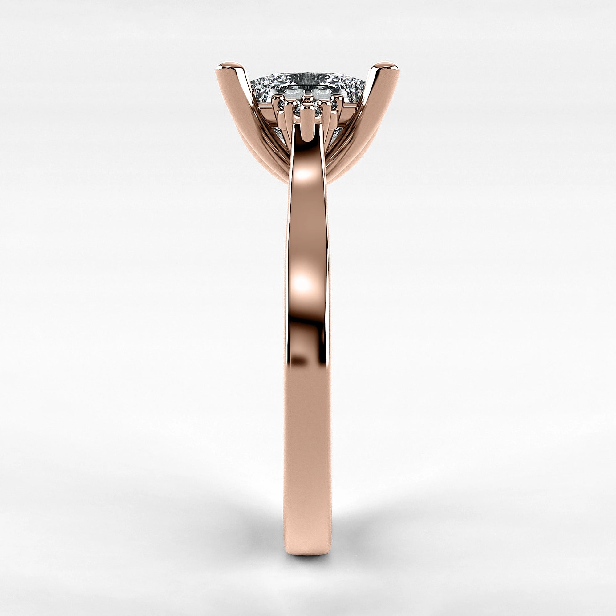 Anillo de Compromiso Umbral - Princess en oro rosa - vista 2